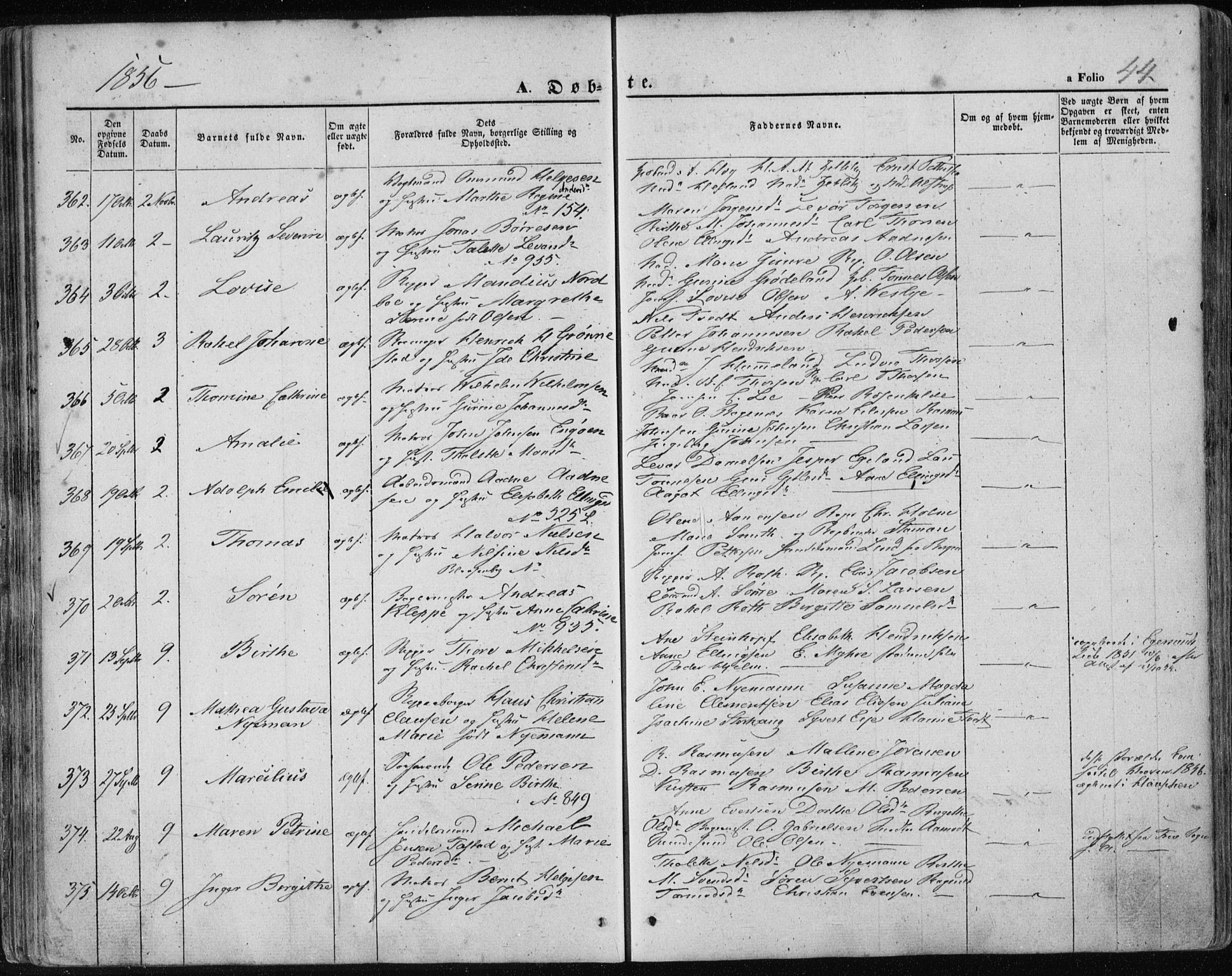 Domkirken sokneprestkontor, SAST/A-101812/001/30/30BA/L0017: Parish register (official) no. A 16, 1855-1867, p. 44