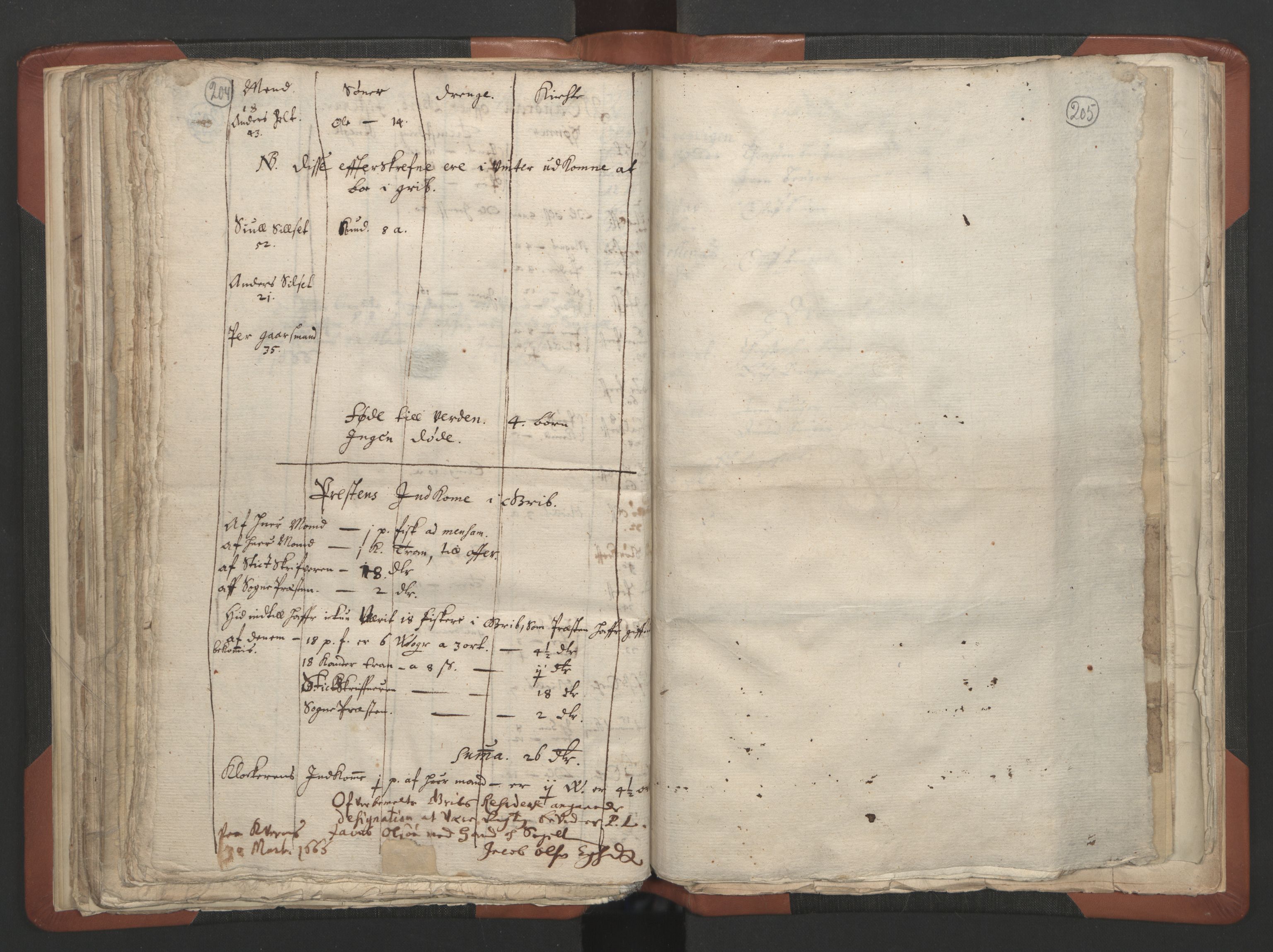 RA, Vicar's Census 1664-1666, no. 28: Nordmøre deanery, 1664-1666, p. 204-205