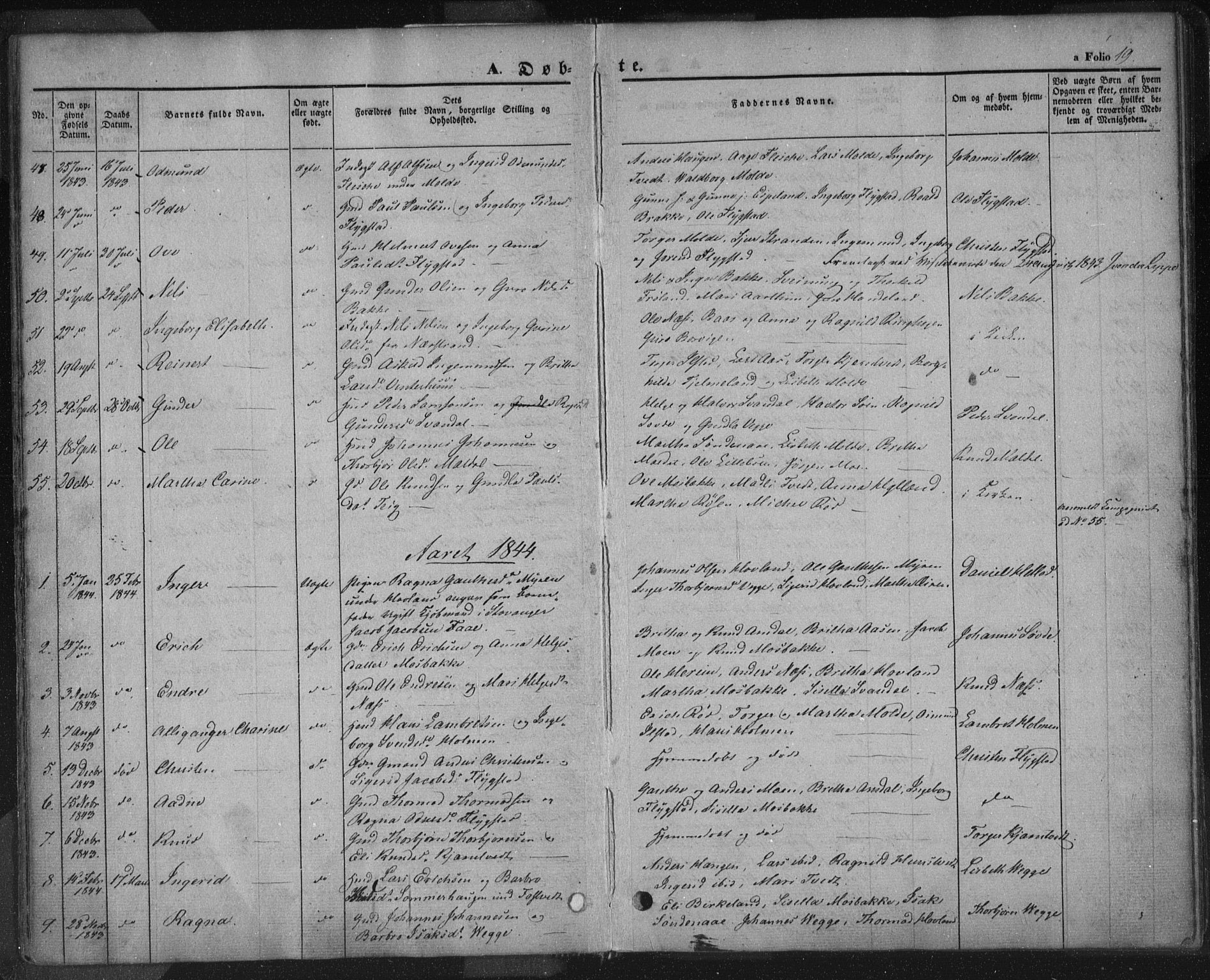 Sand sokneprestkontor, AV/SAST-A-101848/01/III/L0002: Parish register (official) no. A 2, 1838-1859, p. 19