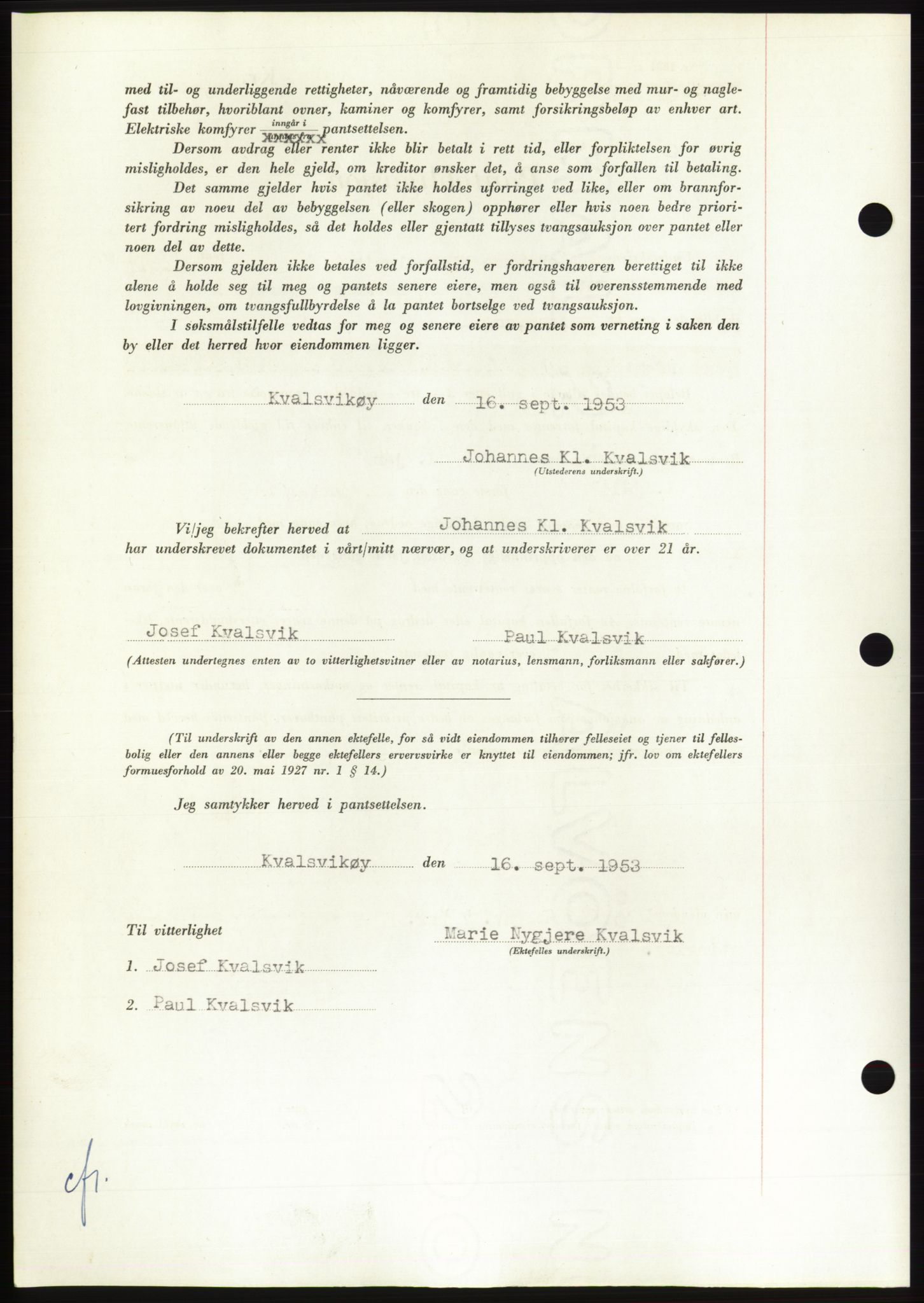 Søre Sunnmøre sorenskriveri, AV/SAT-A-4122/1/2/2C/L0124: Mortgage book no. 12B, 1953-1954, Diary no: : 2411/1953