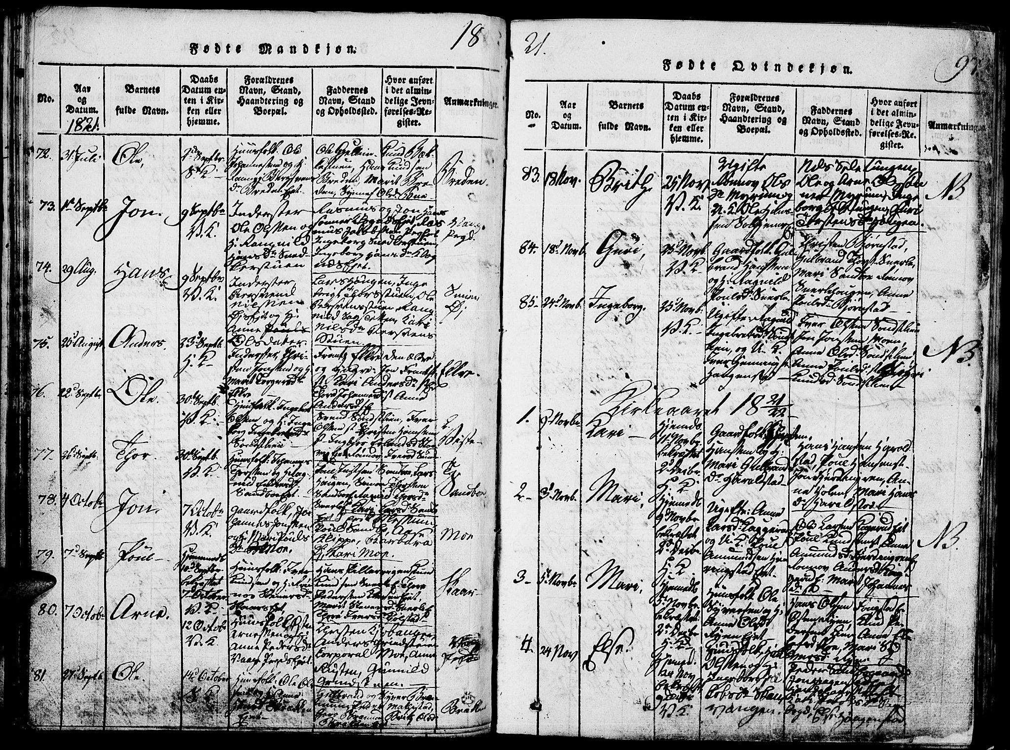 Vågå prestekontor, AV/SAH-PREST-076/H/Ha/Hab/L0001: Parish register (copy) no. 1, 1815-1827, p. 96-97