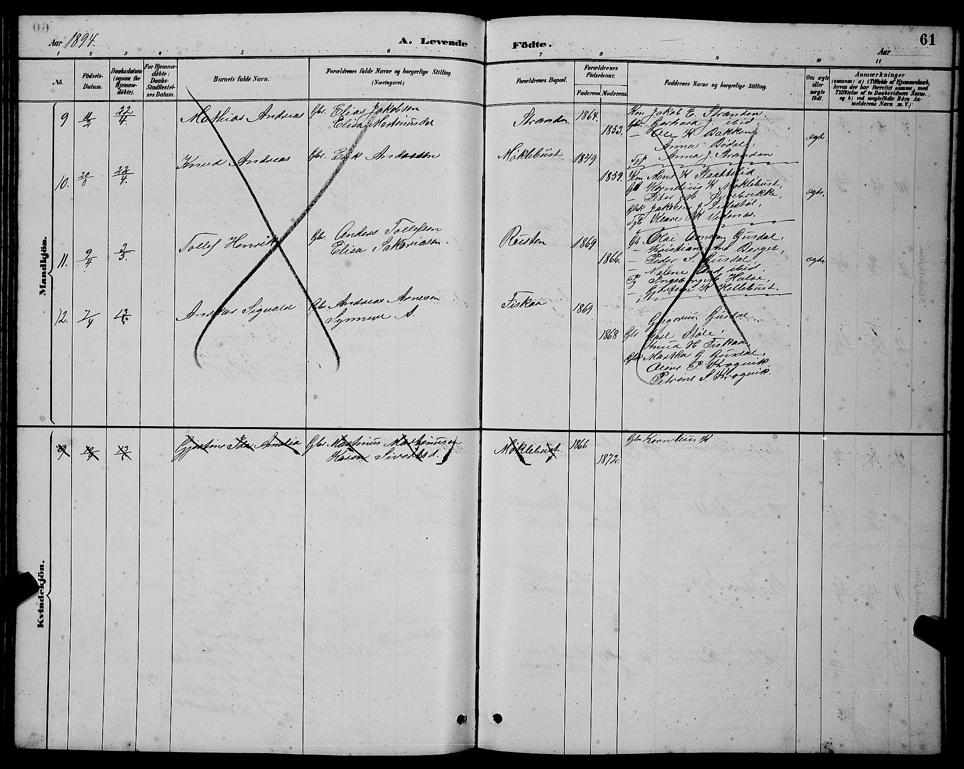 Ministerialprotokoller, klokkerbøker og fødselsregistre - Møre og Romsdal, AV/SAT-A-1454/501/L0017: Parish register (copy) no. 501C03, 1885-1901, p. 61