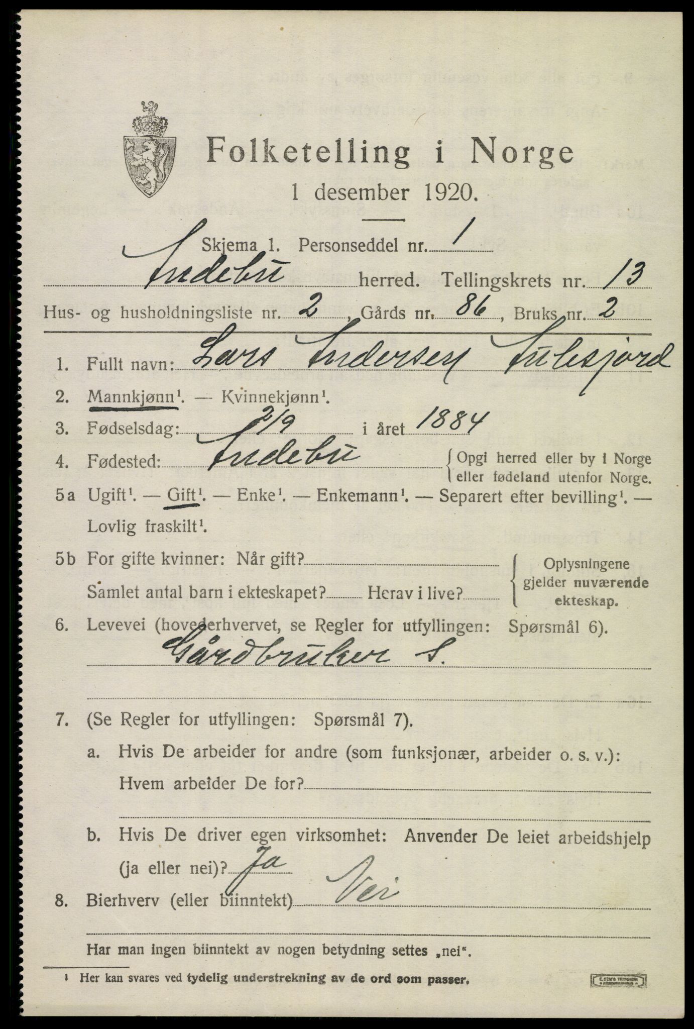 SAKO, 1920 census for Andebu, 1920, p. 4800