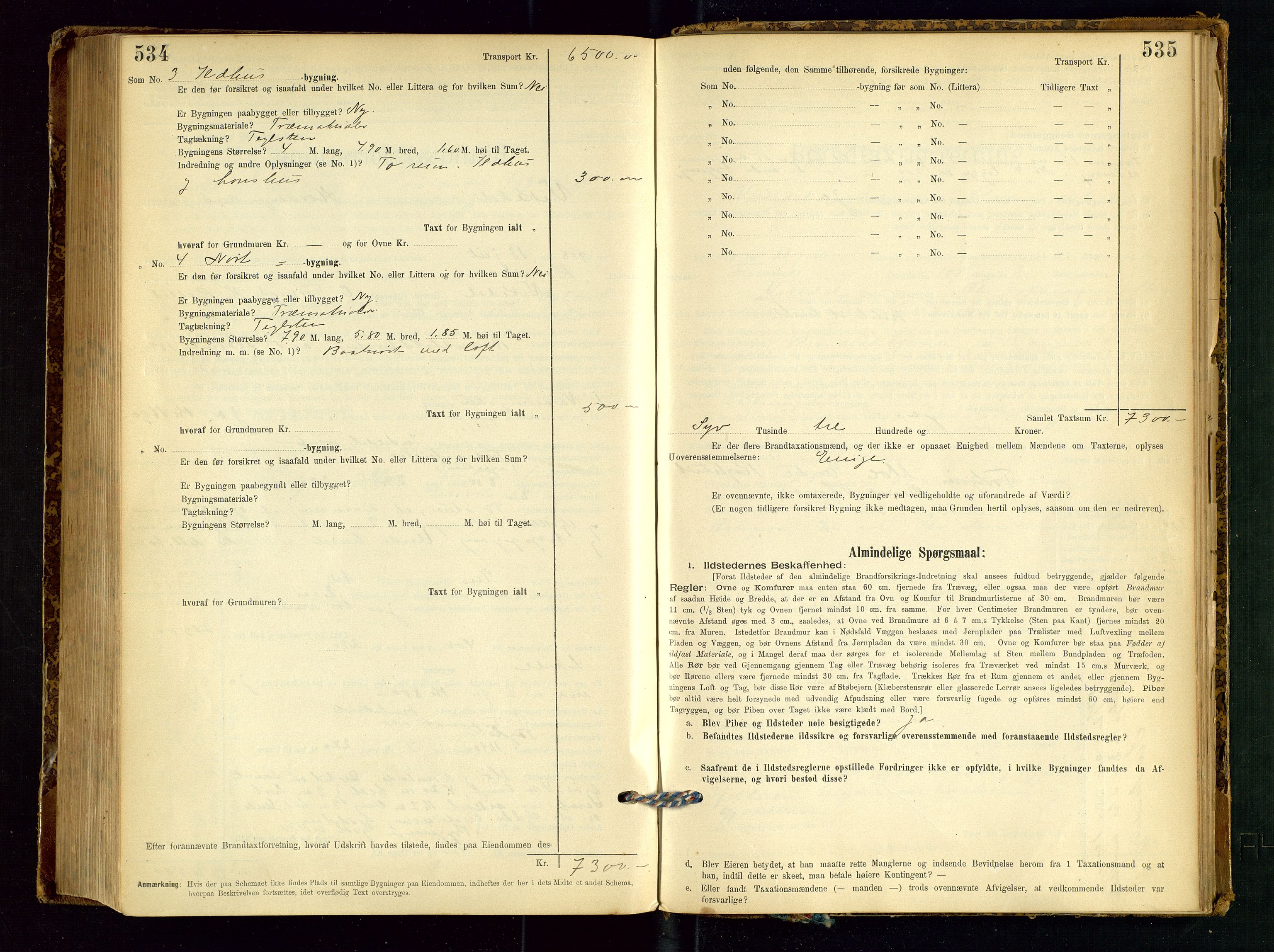 Vikedal lensmannskontor, AV/SAST-A-100179/Gob/L0004: Branntakstprotokoll, 1894-1952, p. 534-535