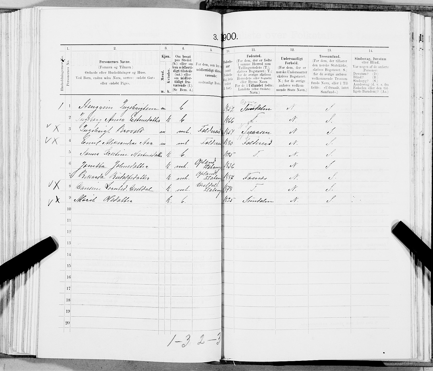 SAT, 1900 census for Flatanger, 1900, p. 694