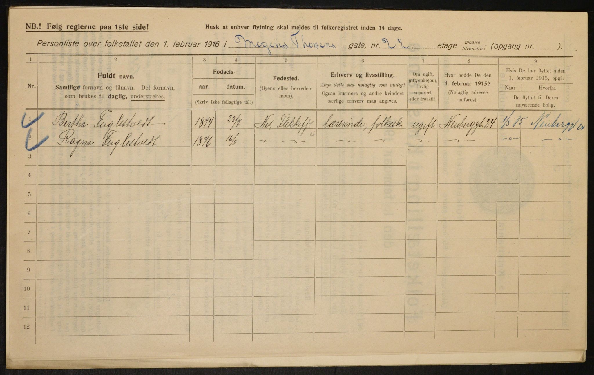 OBA, Municipal Census 1916 for Kristiania, 1916, p. 67303