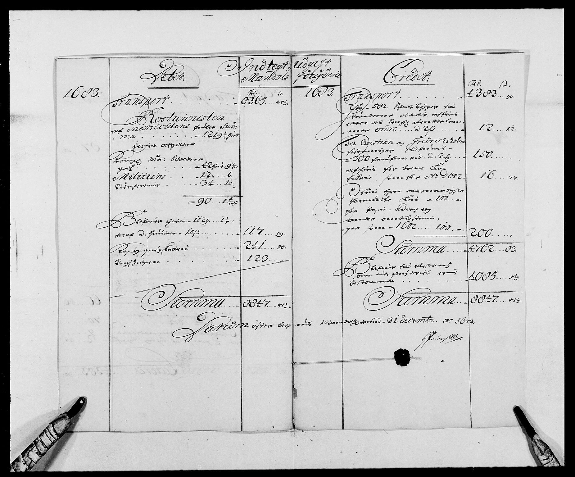 Rentekammeret inntil 1814, Reviderte regnskaper, Fogderegnskap, RA/EA-4092/R42/L2541: Mandal fogderi, 1681-1684, p. 140