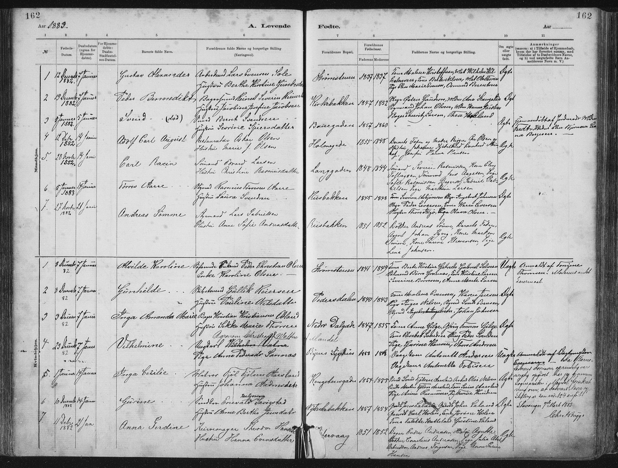 St. Petri sokneprestkontor, AV/SAST-A-101813/001/30/30BA/L0015: Parish register (official) no. A 15, 1879-1888, p. 162