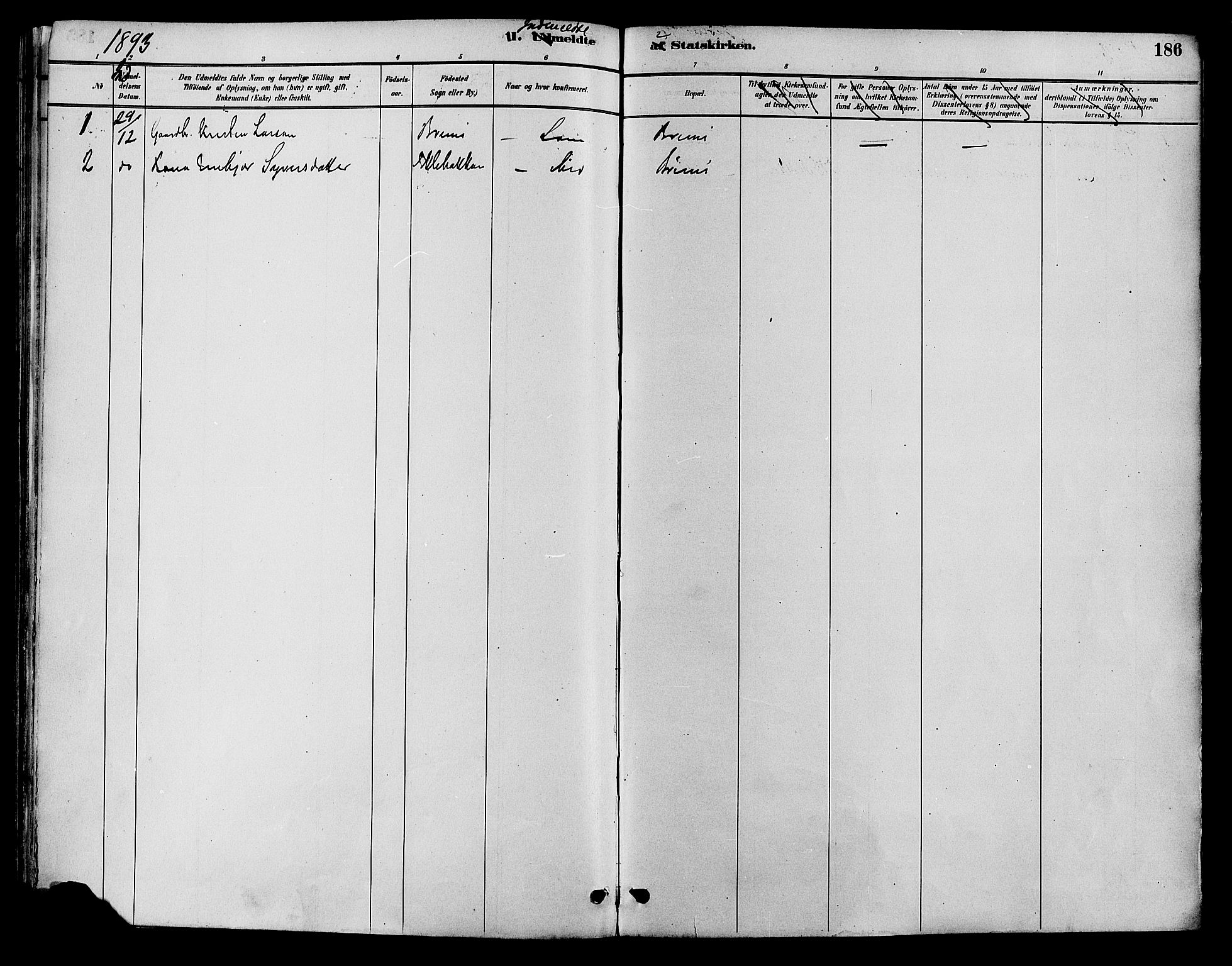 Lom prestekontor, SAH/PREST-070/K/L0008: Parish register (official) no. 8, 1885-1898, p. 186