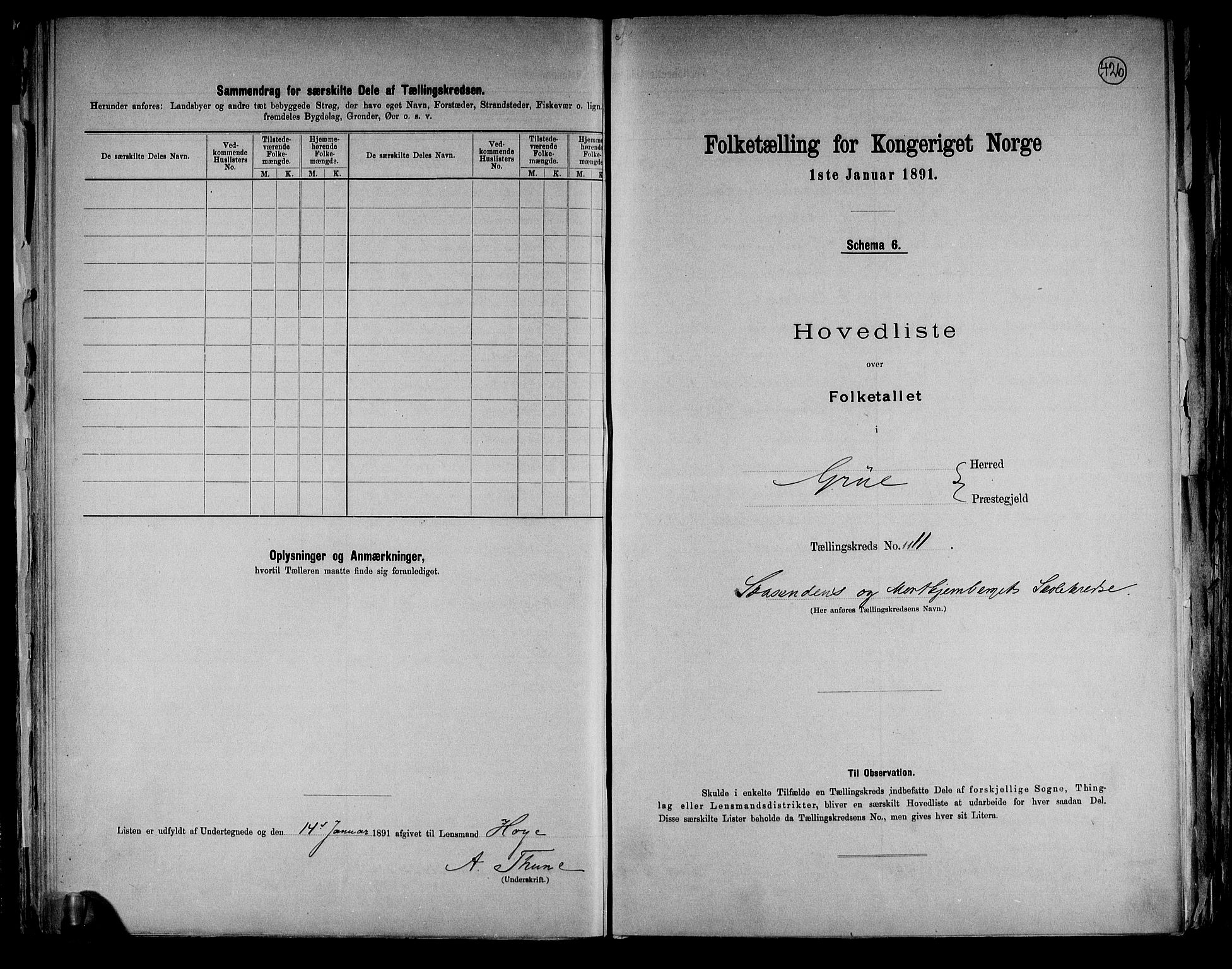 RA, 1891 census for 0423 Grue, 1891, p. 30