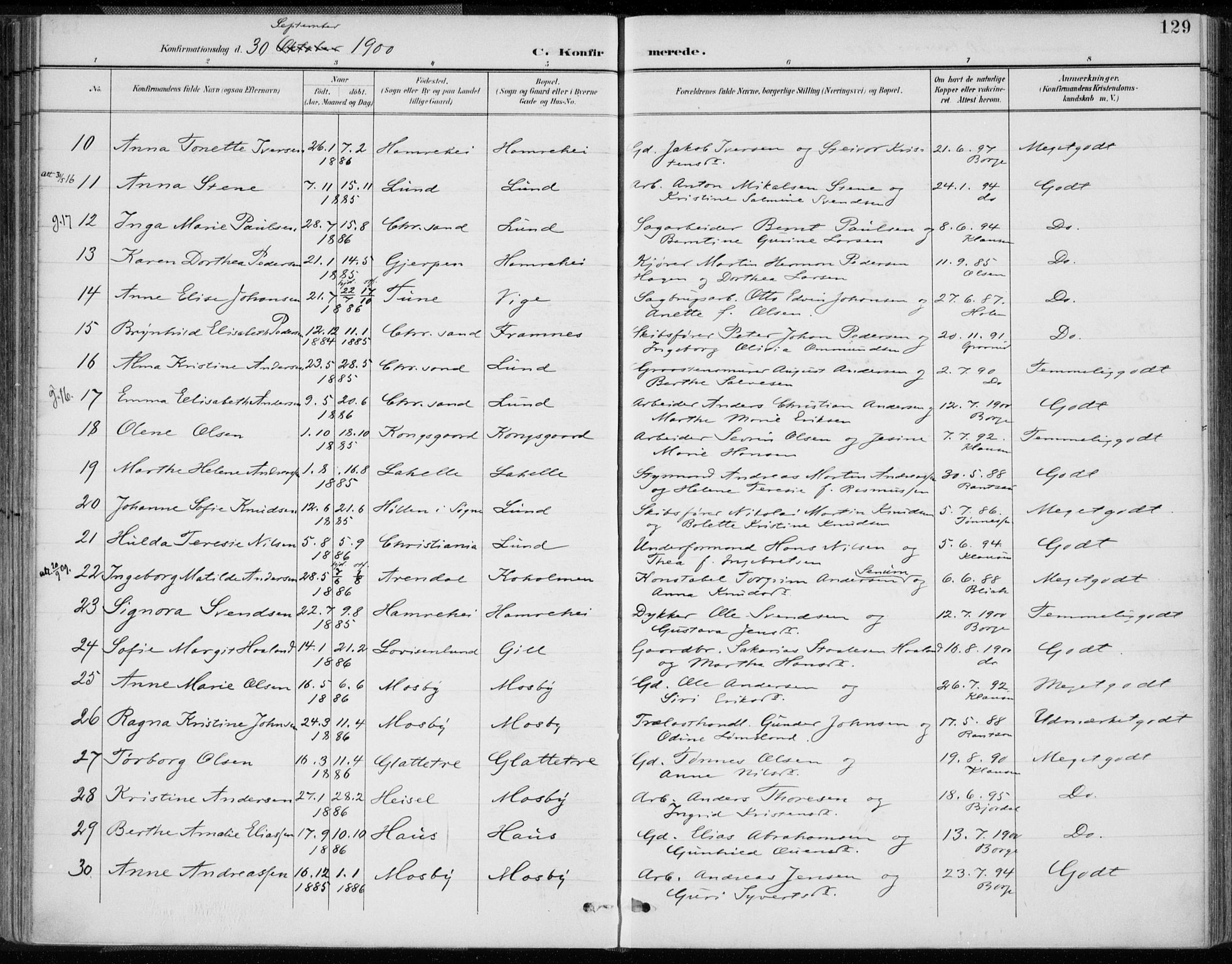 Oddernes sokneprestkontor, AV/SAK-1111-0033/F/Fa/Faa/L0010: Parish register (official) no. A 10, 1897-1911, p. 129