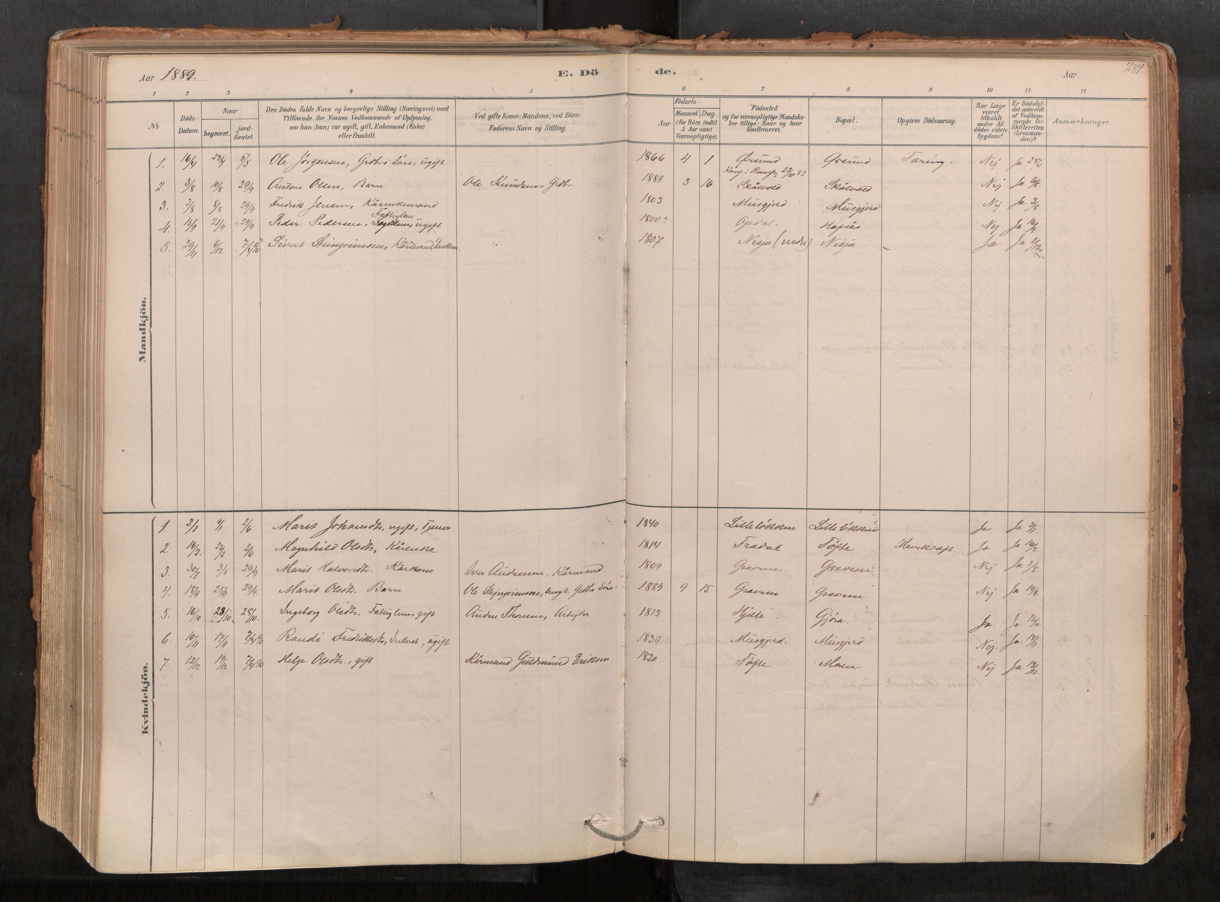 Sunndal sokneprestkontor, AV/SAT-A-1085/1/I/I1/I1a/L0001: Parish register (official) no. 1, 1877-1914, p. 284