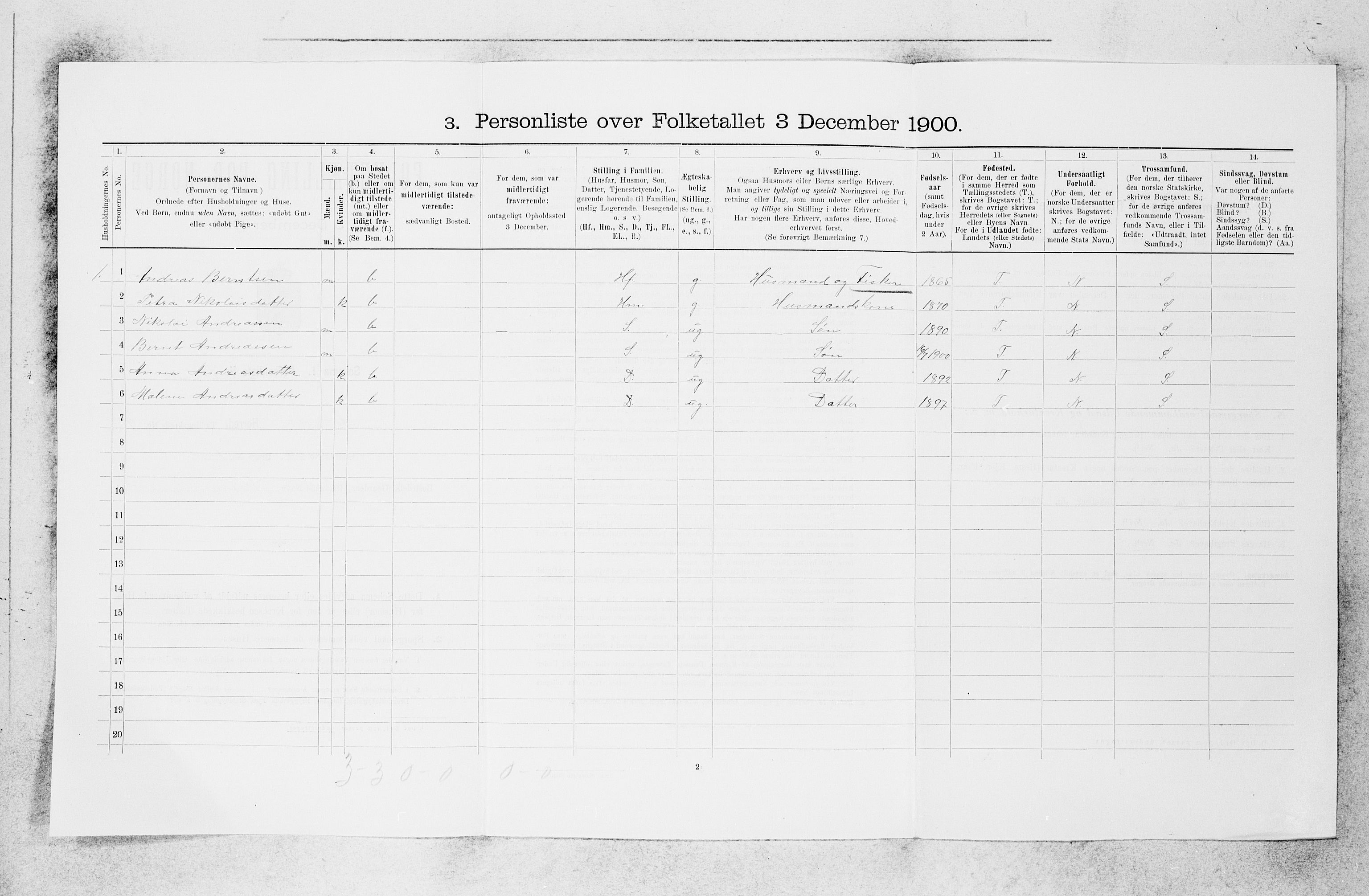 SAB, 1900 census for Askvoll, 1900, p. 886