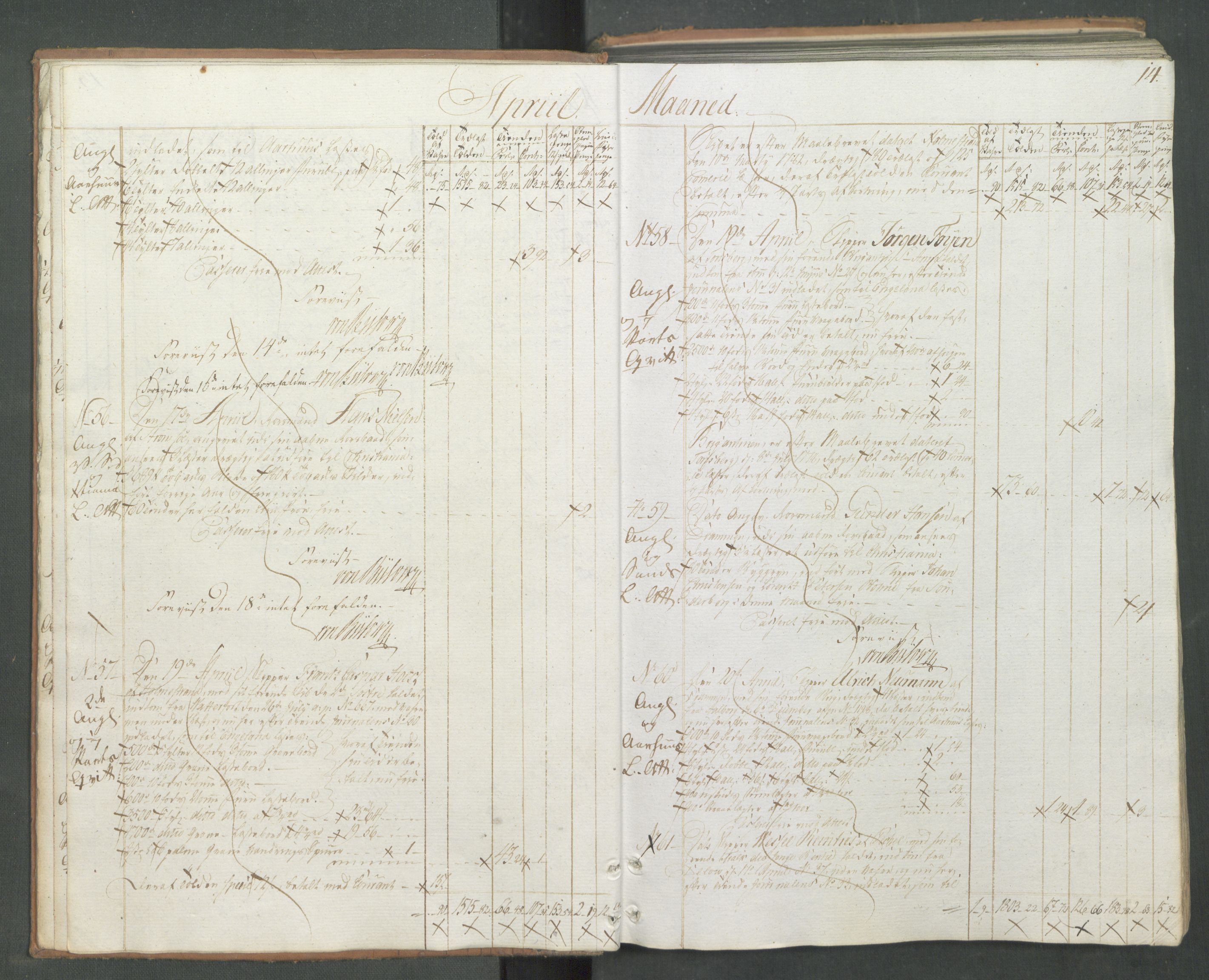 Generaltollkammeret, tollregnskaper, AV/RA-EA-5490/R08/L0167/0001: Tollregnskaper Drammen / Utgående tollbok, 1790-1792, p. 13b-14a