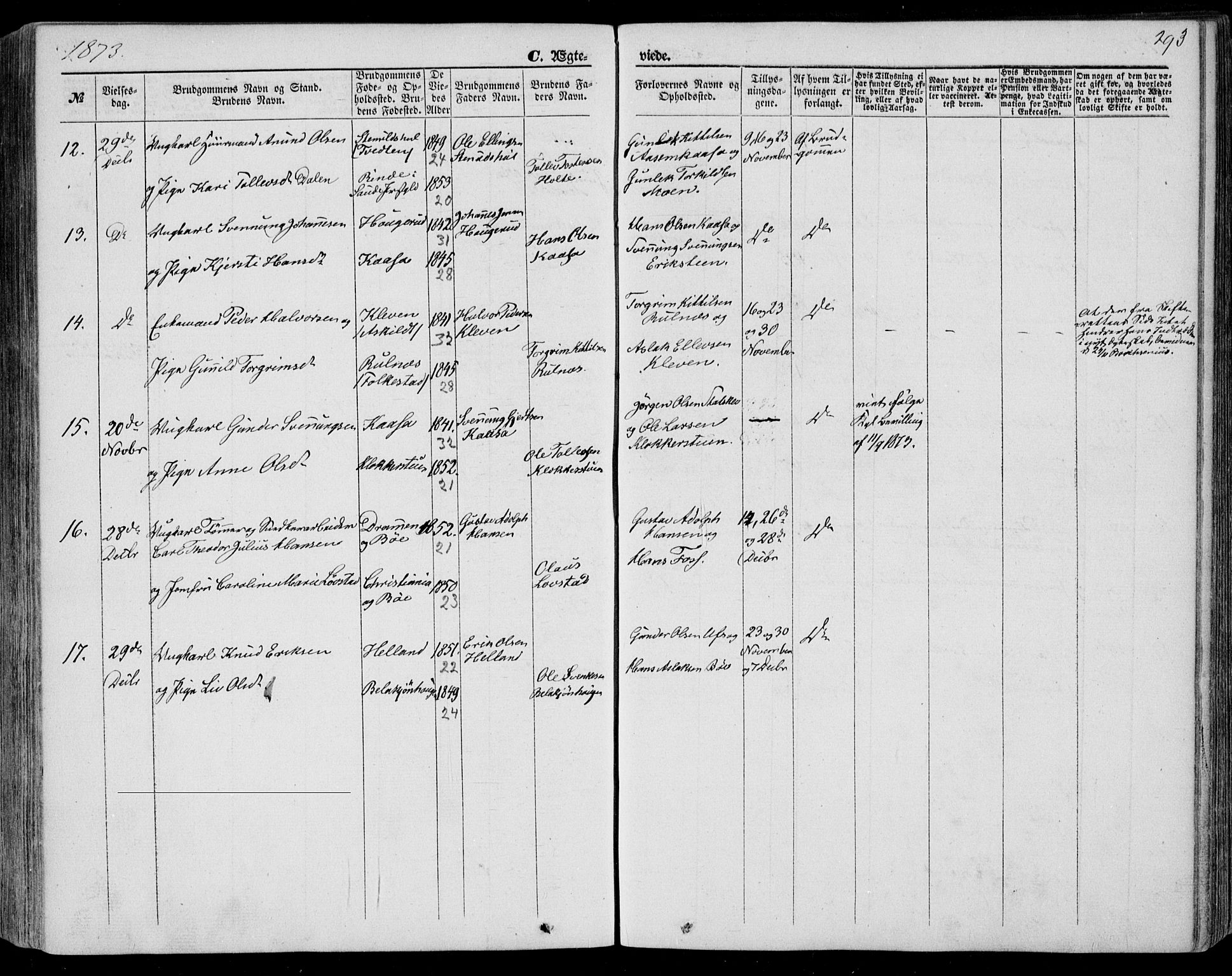 Bø kirkebøker, SAKO/A-257/F/Fa/L0009: Parish register (official) no. 9, 1862-1879, p. 293