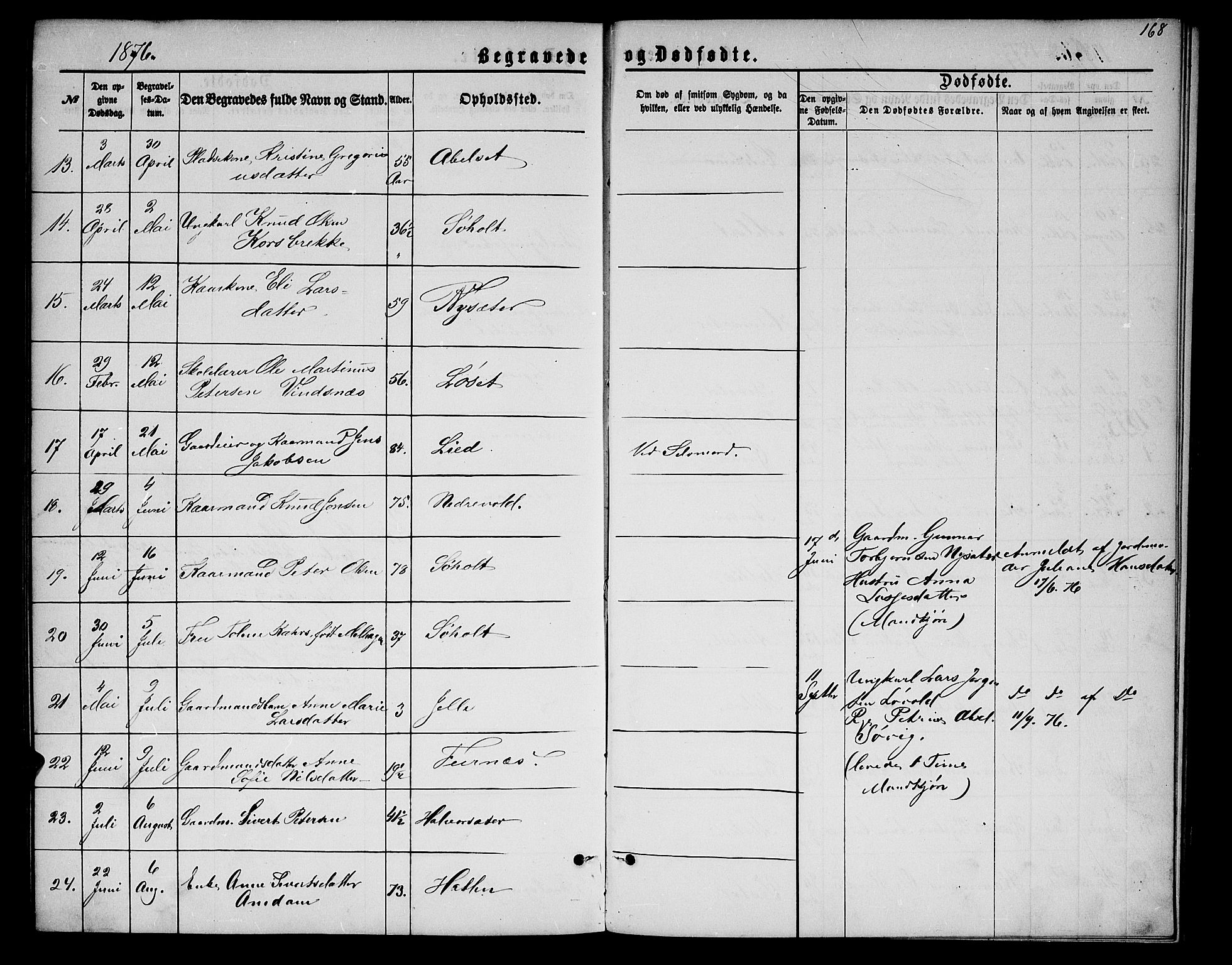 Ministerialprotokoller, klokkerbøker og fødselsregistre - Møre og Romsdal, AV/SAT-A-1454/522/L0325: Parish register (copy) no. 522C04, 1872-1877, p. 168