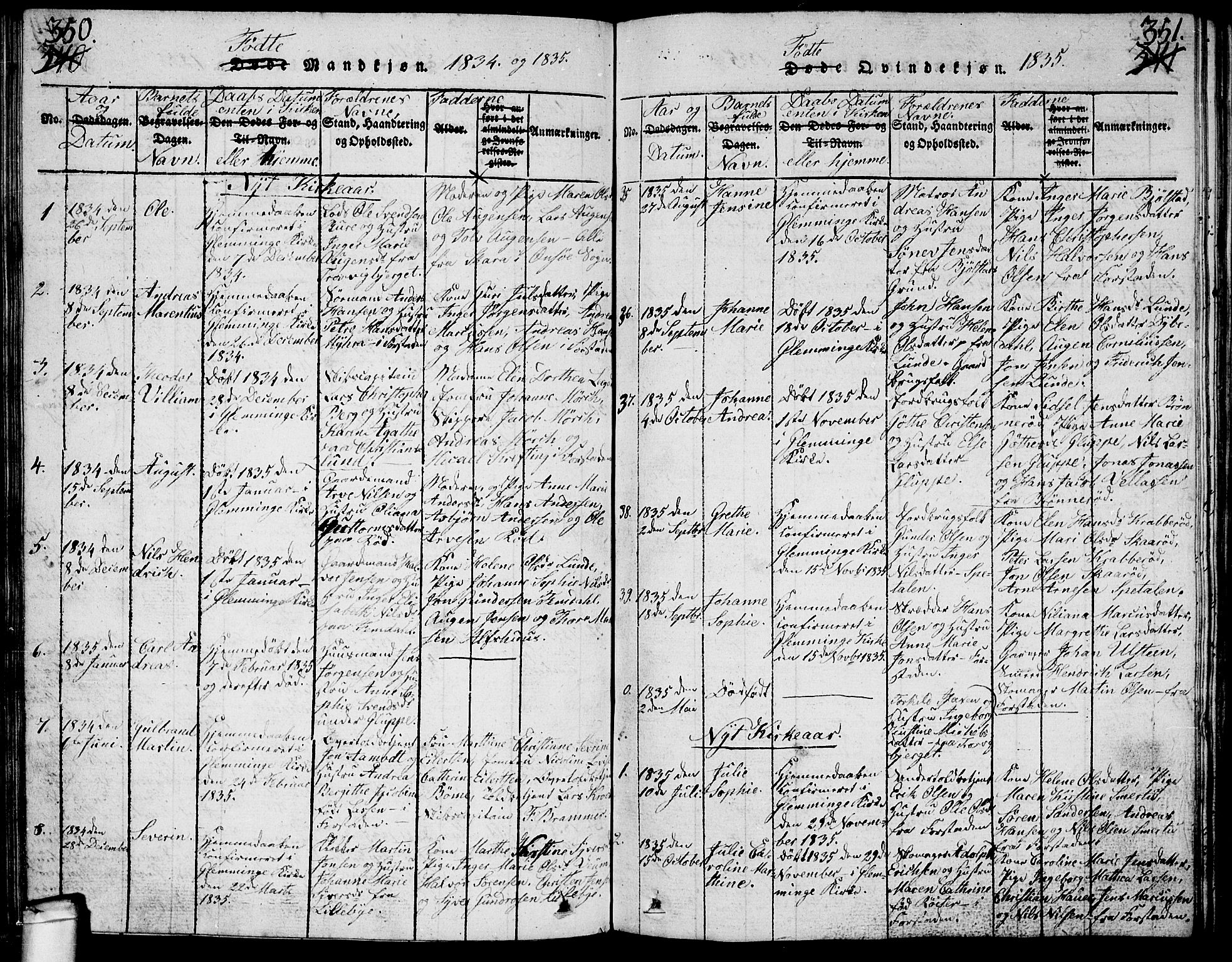 Glemmen prestekontor Kirkebøker, AV/SAO-A-10908/G/Ga/L0001: Parish register (copy) no. 1, 1816-1838, p. 350-351