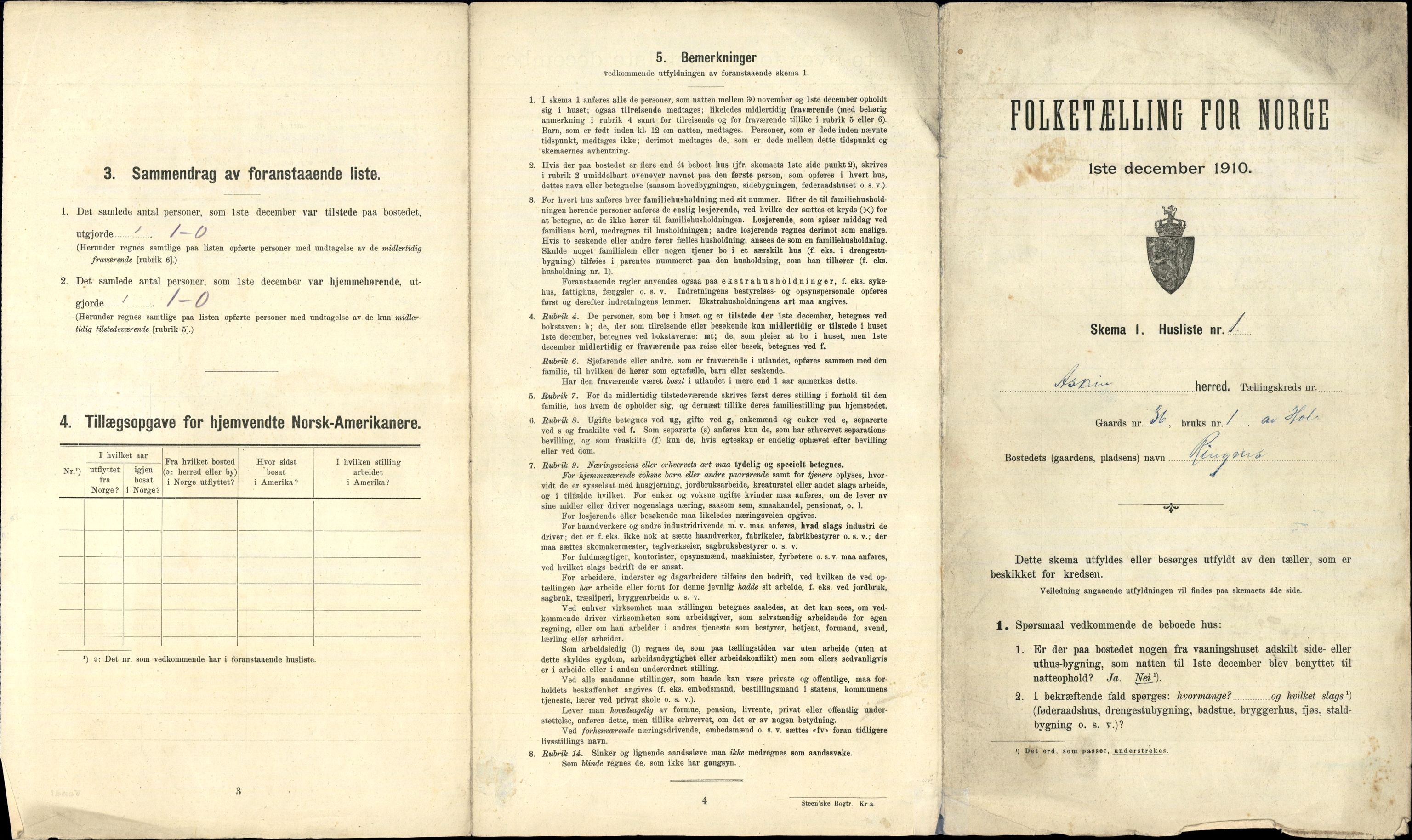 RA, 1910 census for Askim, 1910, p. 575