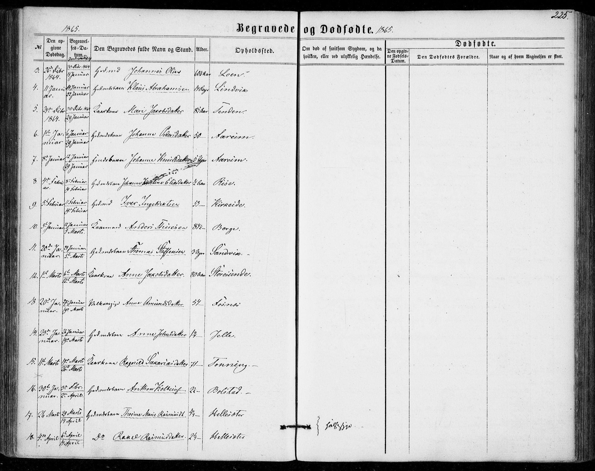 Stryn Sokneprestembete, AV/SAB-A-82501: Parish register (official) no. A 3, 1862-1877, p. 225