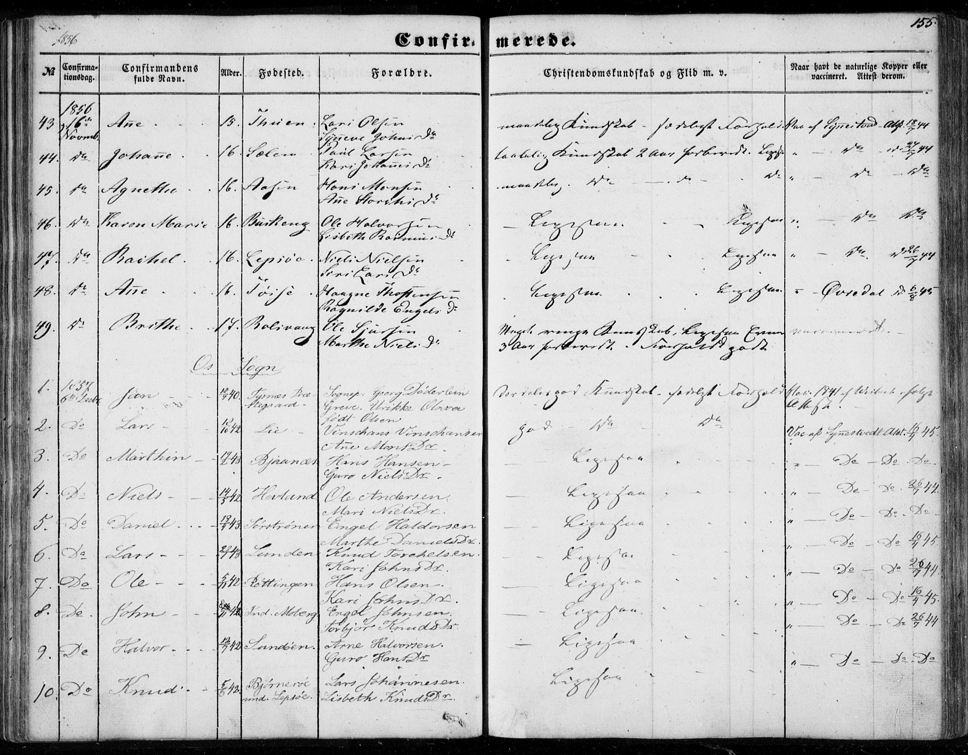 Os sokneprestembete, AV/SAB-A-99929: Parish register (official) no. A 16, 1851-1859, p. 155