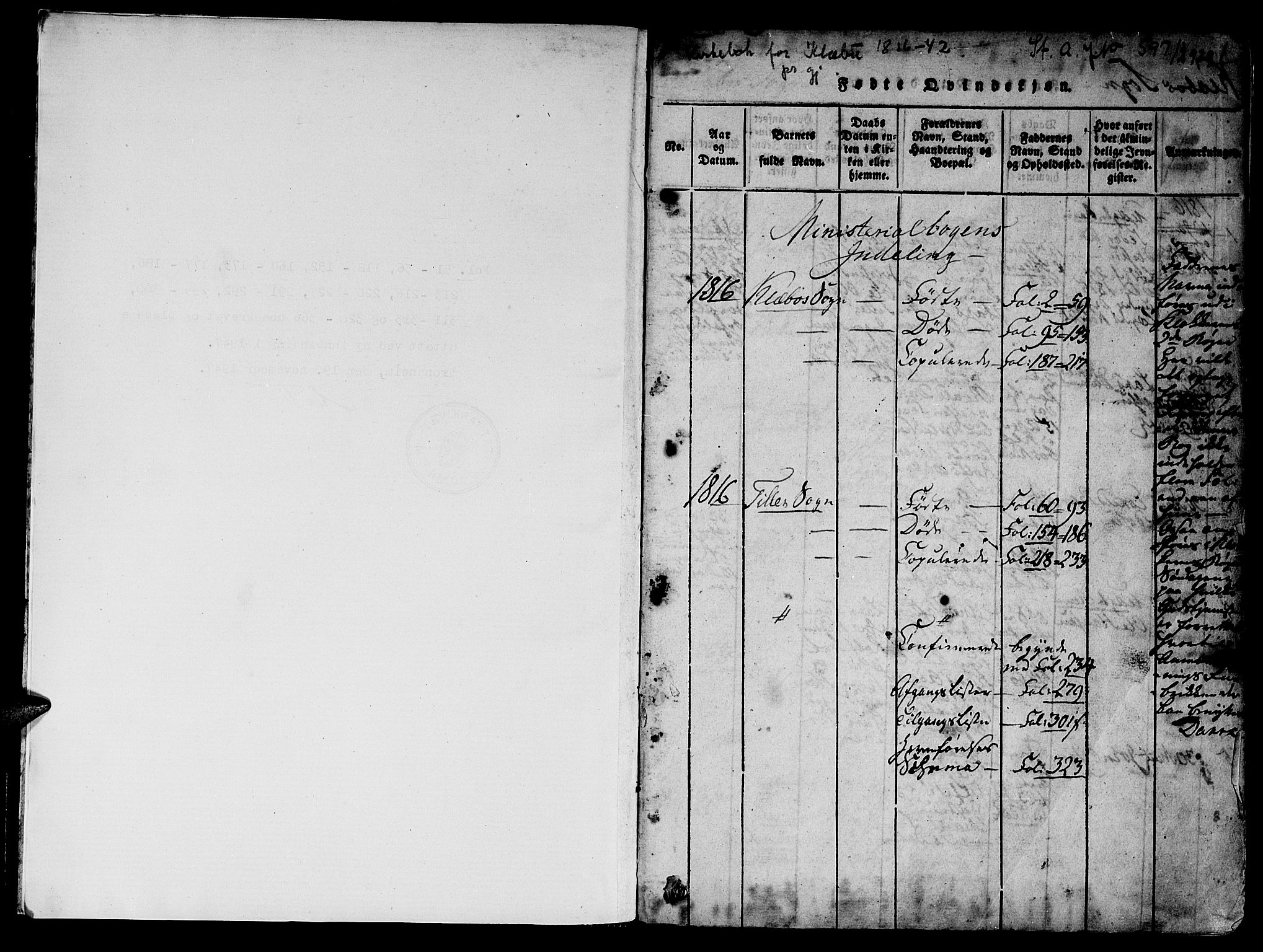 Ministerialprotokoller, klokkerbøker og fødselsregistre - Sør-Trøndelag, SAT/A-1456/618/L0439: Parish register (official) no. 618A04 /1, 1816-1843, p. 1