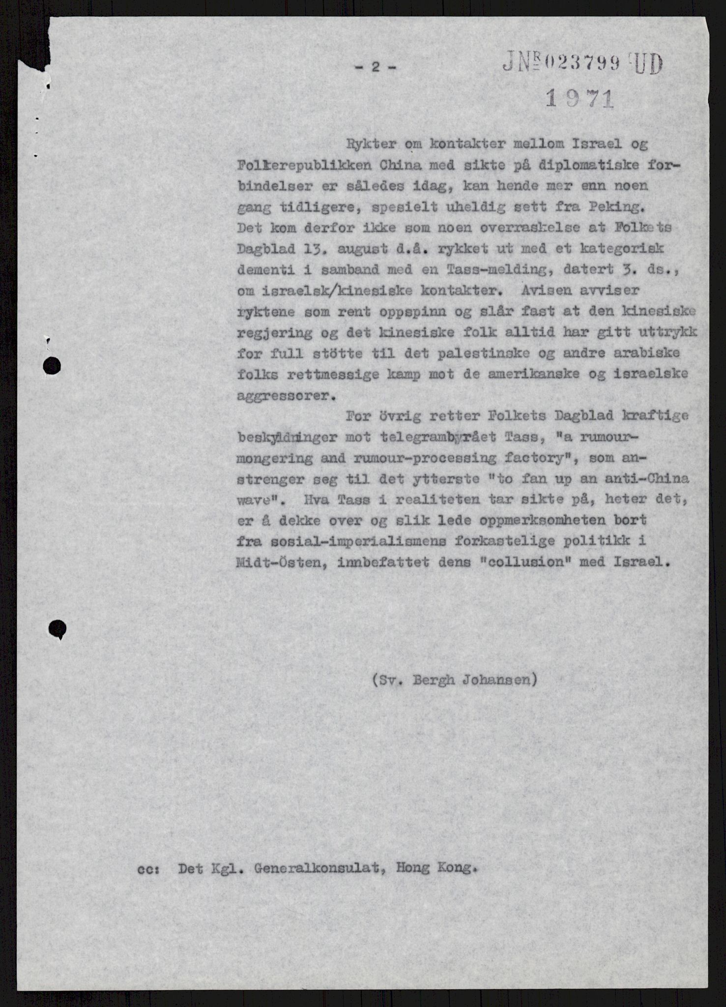 Utenriksdepartementet, hovedarkiv, AV/RA-S-6794/D/Db/Dba/L0776/0003: Verdenspolitikk. Fremmede staters politikk (G.L.) / Israel: Politikk (2 mapper), 1970-1972, p. 54