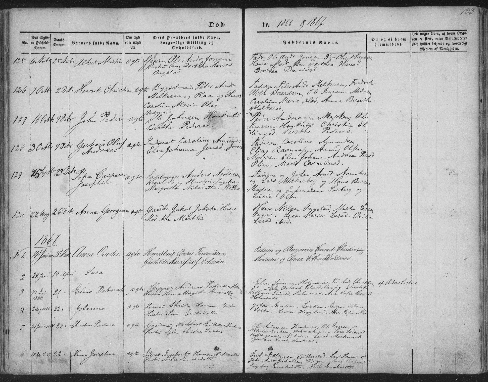 Ministerialprotokoller, klokkerbøker og fødselsregistre - Nordland, AV/SAT-A-1459/888/L1241: Parish register (official) no. 888A07, 1849-1869, p. 133