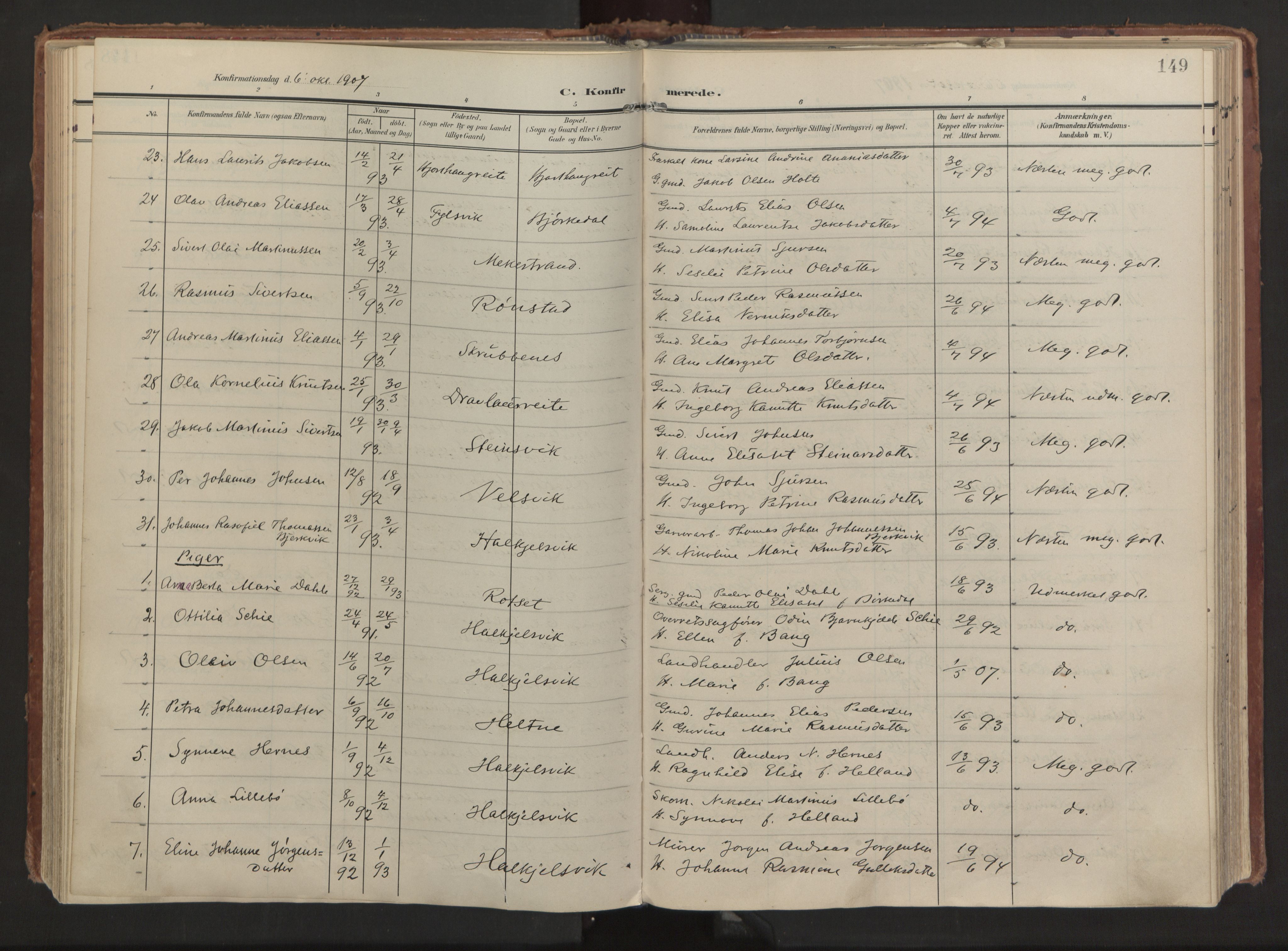 Ministerialprotokoller, klokkerbøker og fødselsregistre - Møre og Romsdal, AV/SAT-A-1454/511/L0144: Parish register (official) no. 511A11, 1906-1923, p. 149