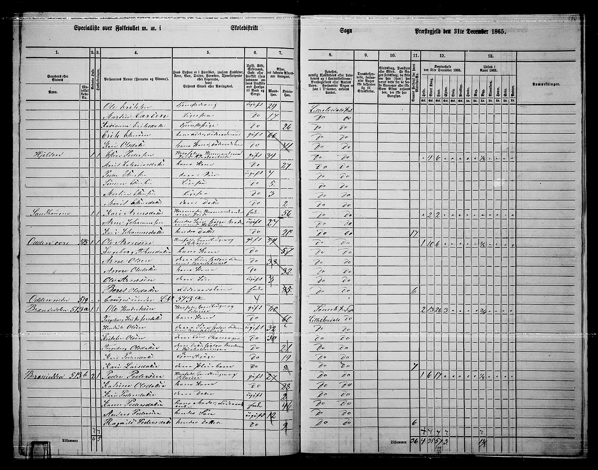 RA, 1865 census for Lille Elvedalen, 1865, p. 153