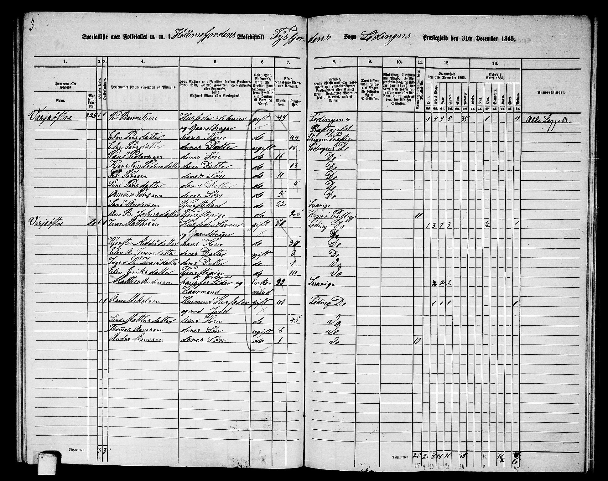 RA, 1865 census for Lødingen, 1865, p. 144