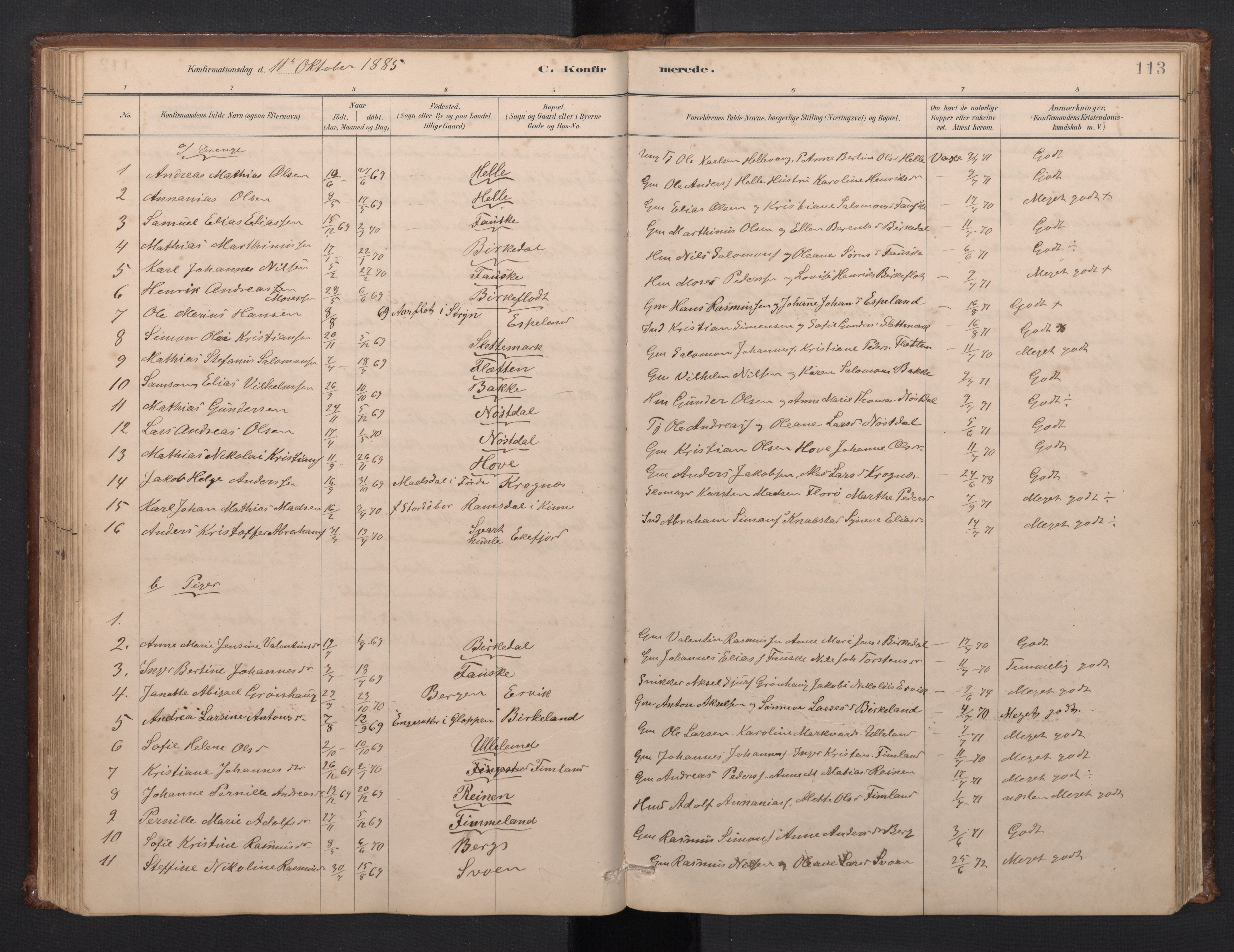 Førde sokneprestembete, SAB/A-79901/H/Hab/Habd/L0003: Parish register (copy) no. D 3, 1881-1897, p. 112b-113a