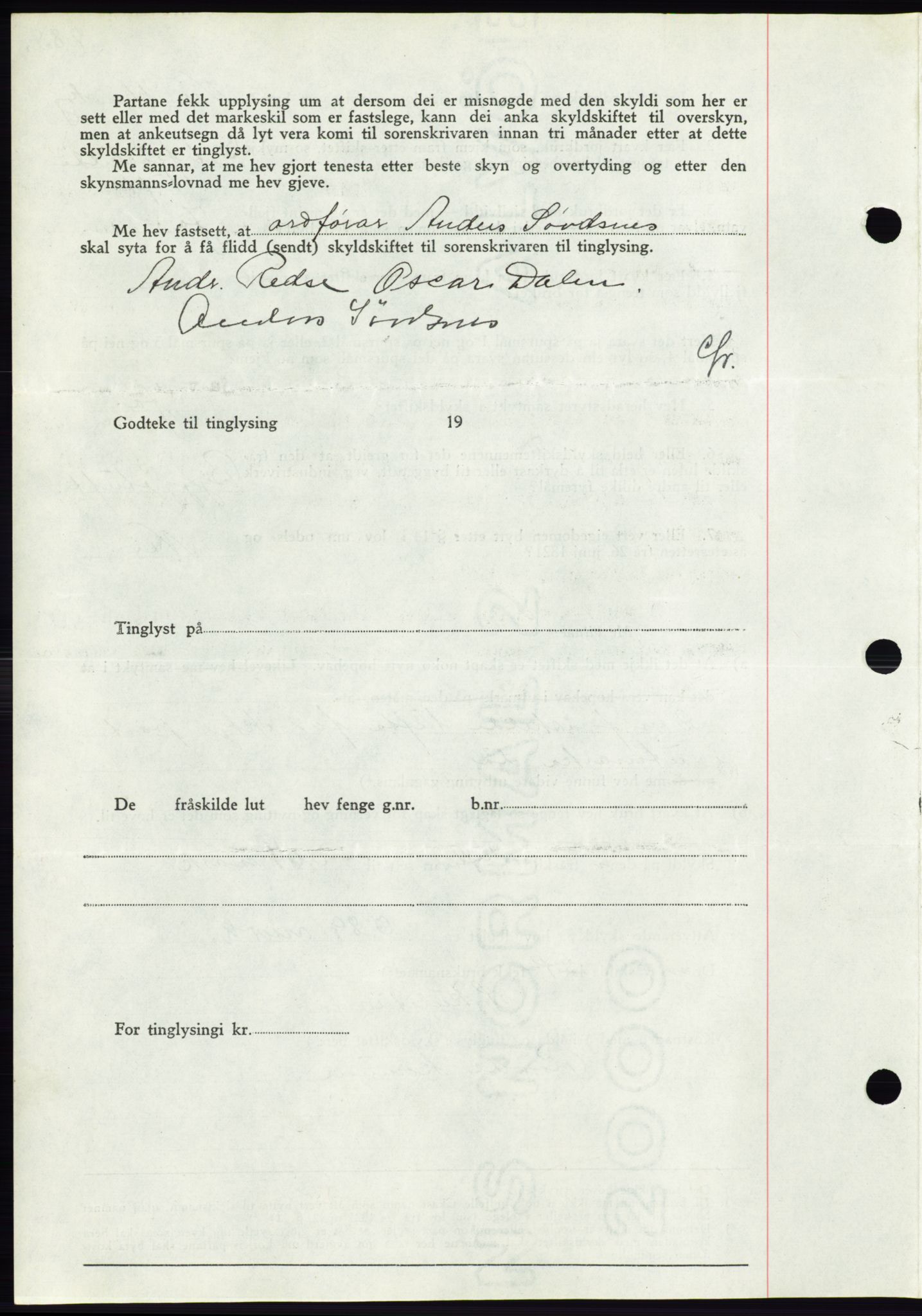 Søre Sunnmøre sorenskriveri, AV/SAT-A-4122/1/2/2C/L0064: Mortgage book no. 58, 1937-1938, Diary no: : 1777/1937