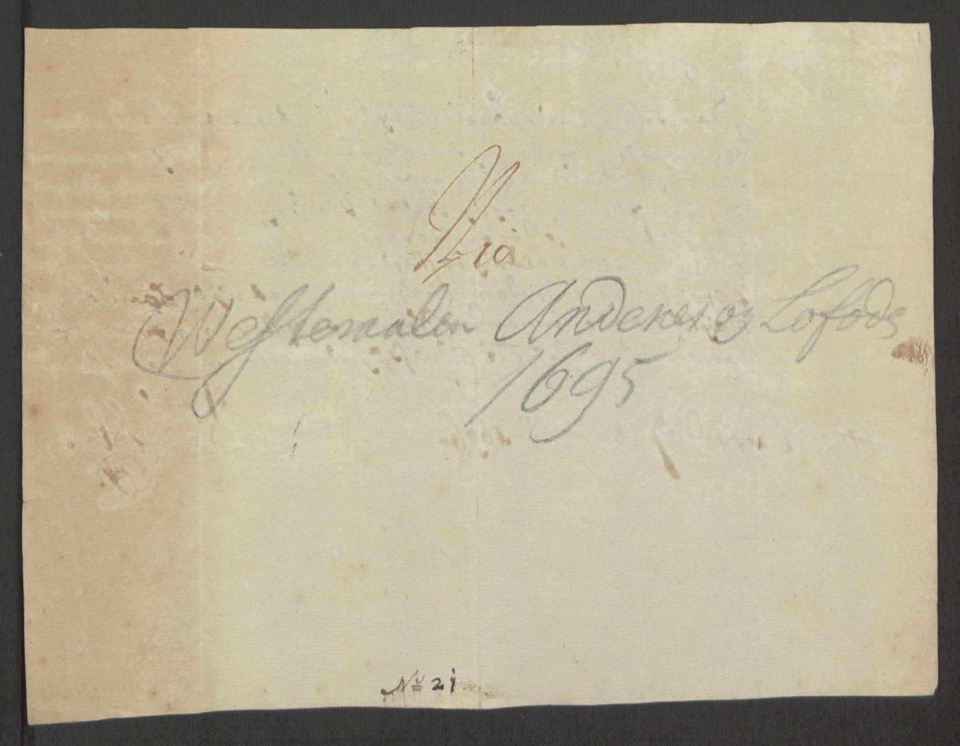 Rentekammeret inntil 1814, Reviderte regnskaper, Fogderegnskap, AV/RA-EA-4092/R67/L4677: Fogderegnskap Vesterålen, Andenes og Lofoten, 1694-1695, p. 356