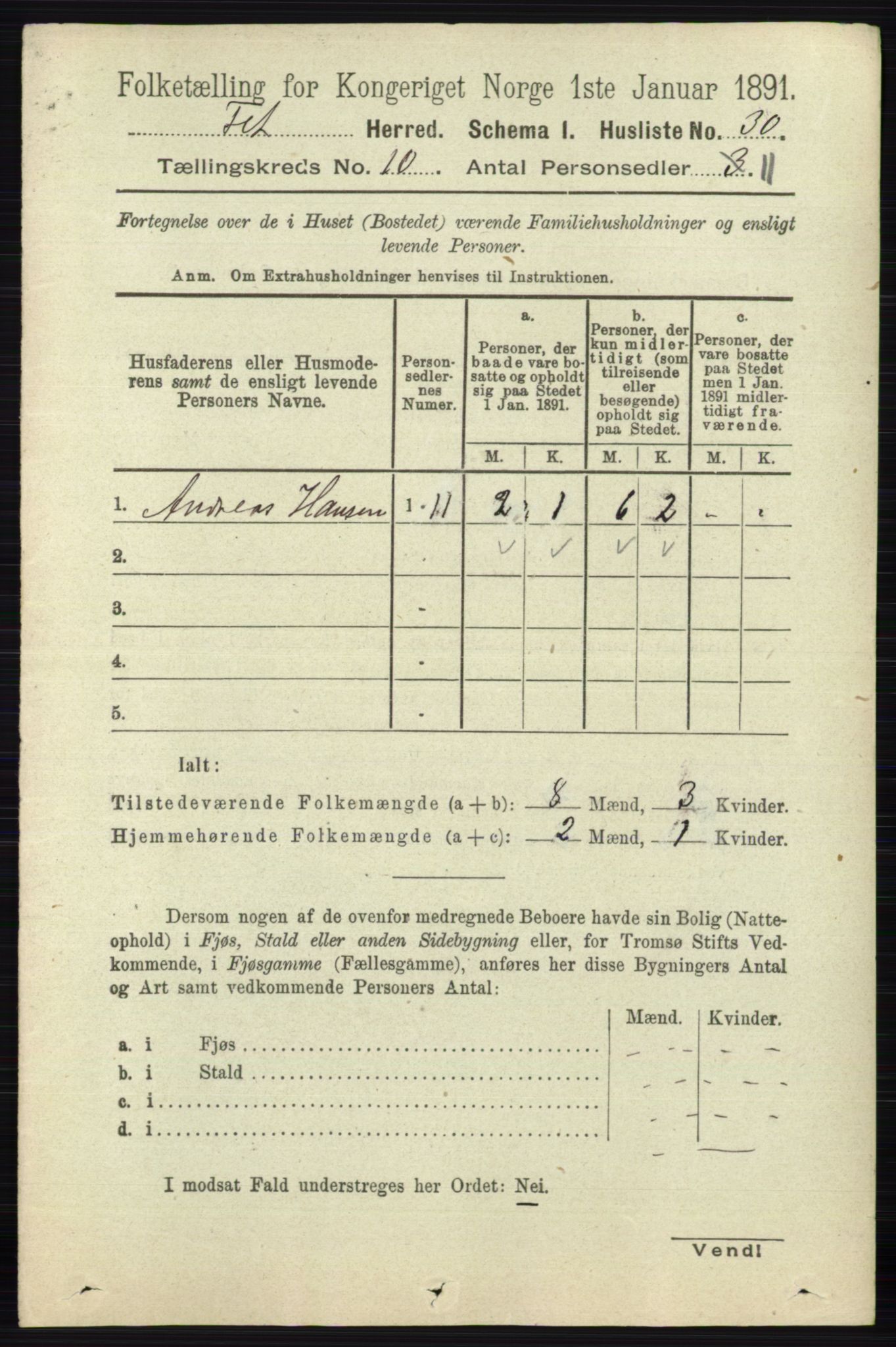 RA, 1891 census for 0227 Fet, 1891, p. 3978