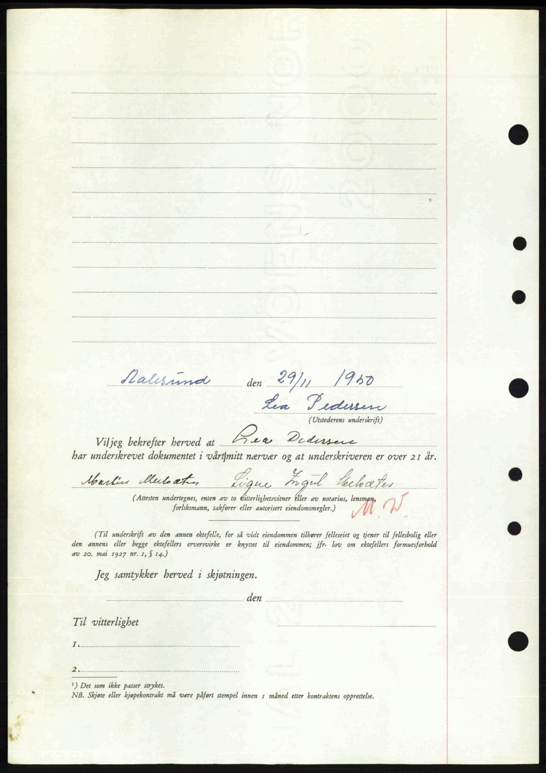 Nordre Sunnmøre sorenskriveri, SAT/A-0006/1/2/2C/2Ca: Mortgage book no. A36, 1950-1950, Diary no: : 2629/1950