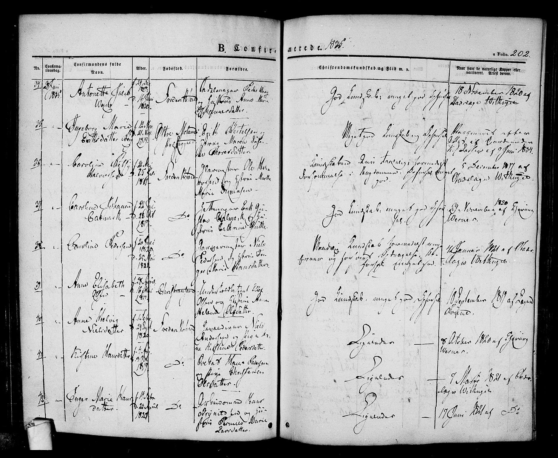 Halden prestekontor Kirkebøker, SAO/A-10909/F/Fa/L0005: Parish register (official) no. I 5, 1834-1845, p. 202