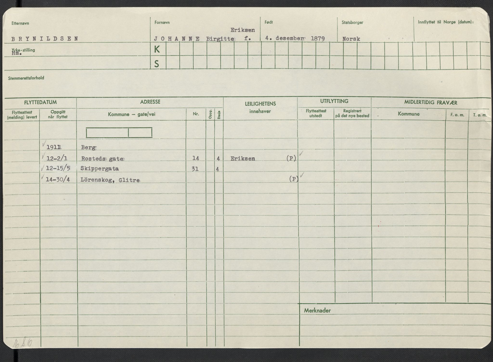 Oslo folkeregister, Registerkort, AV/SAO-A-11715/F/Fa/Fac/L0013: Kvinner, 1906-1914, p. 924a