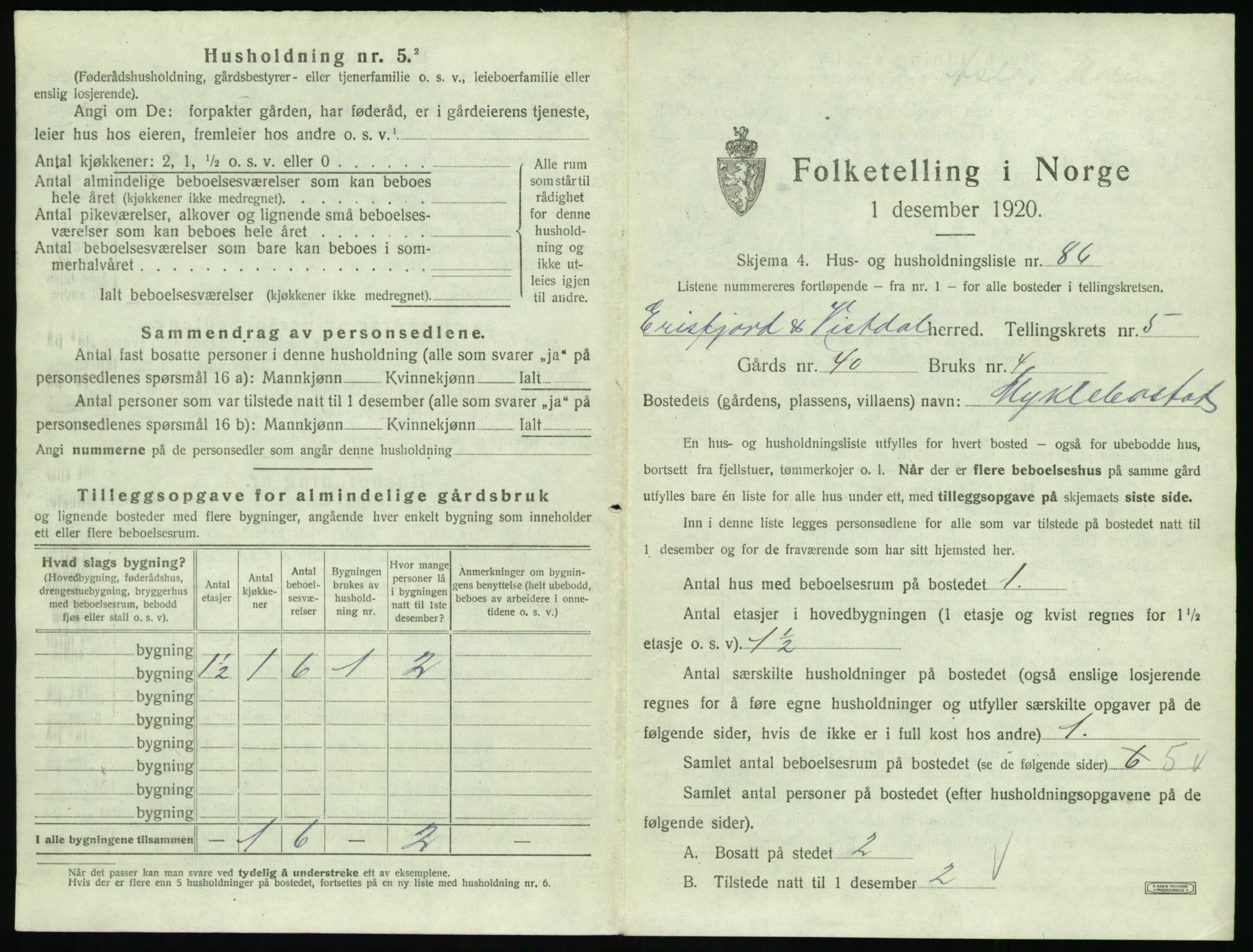 SAT, 1920 census for Eresfjord og Vistdal, 1920, p. 571