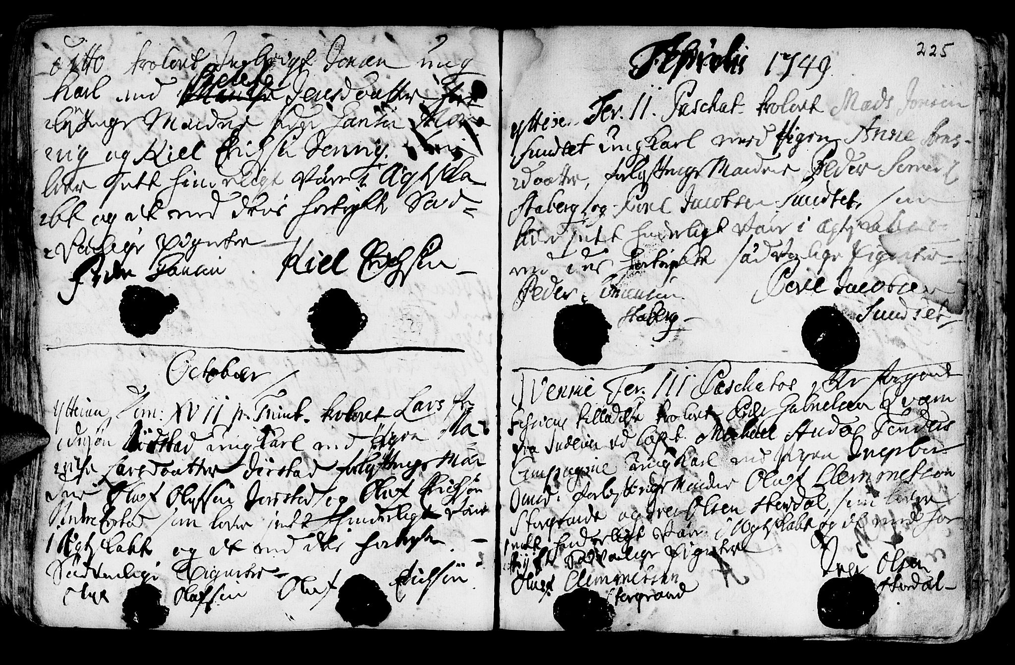 Ministerialprotokoller, klokkerbøker og fødselsregistre - Nord-Trøndelag, SAT/A-1458/722/L0215: Parish register (official) no. 722A02, 1718-1755, p. 225
