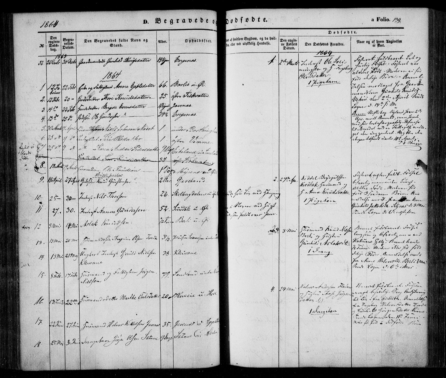 Åmli sokneprestkontor, SAK/1111-0050/F/Fa/Fac/L0008: Parish register (official) no. A 8, 1852-1869, p. 139