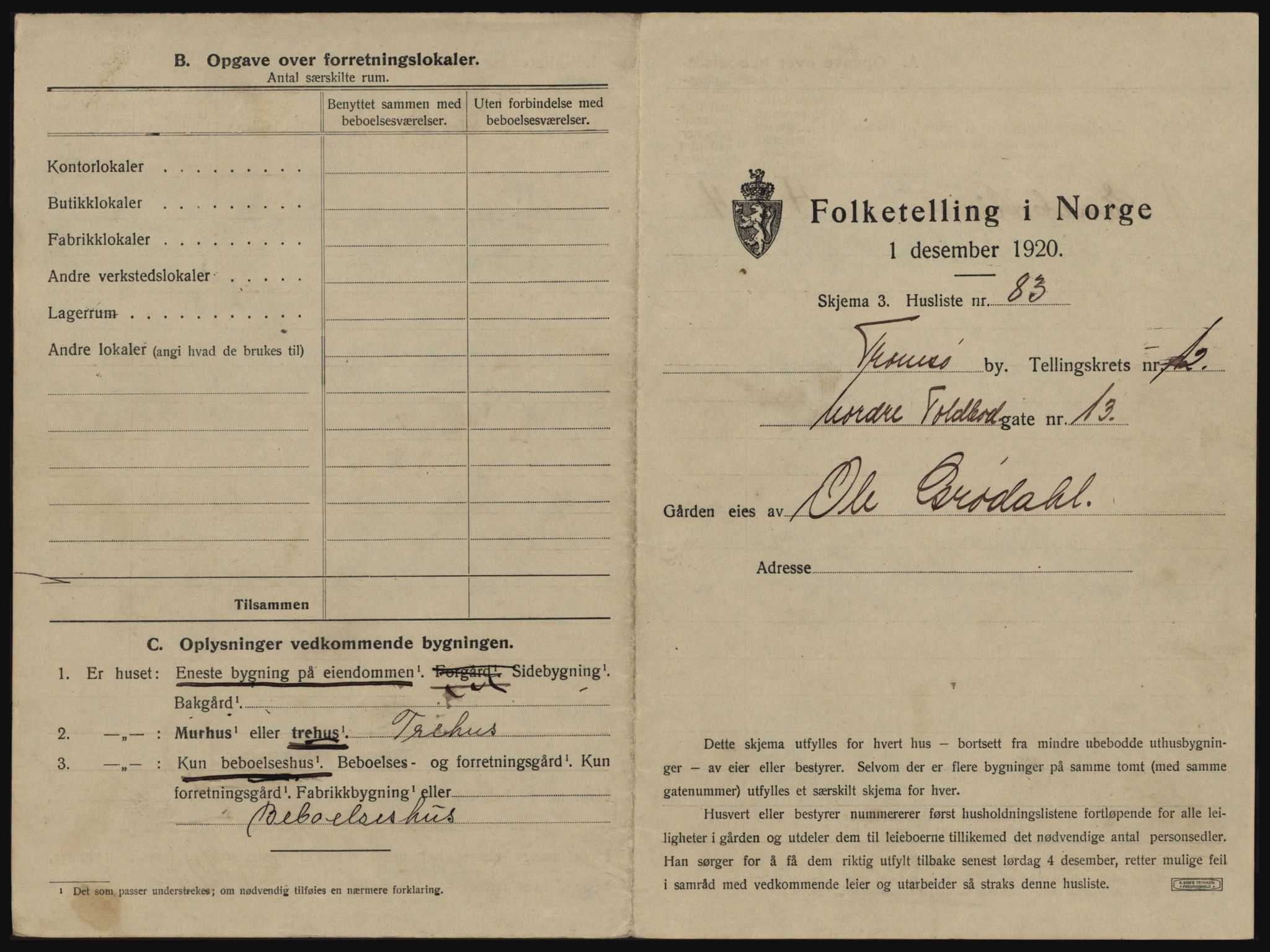 SATØ, 1920 census for Tromsø, 1920, p. 2119