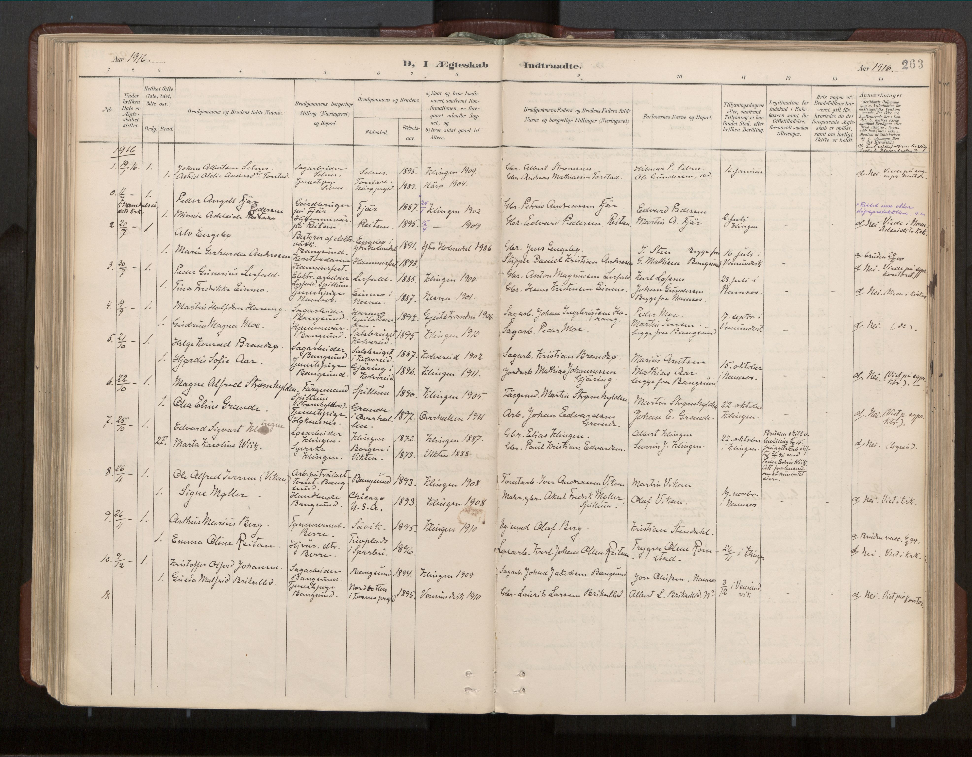 Ministerialprotokoller, klokkerbøker og fødselsregistre - Nord-Trøndelag, SAT/A-1458/770/L0589: Parish register (official) no. 770A03, 1887-1929, p. 263