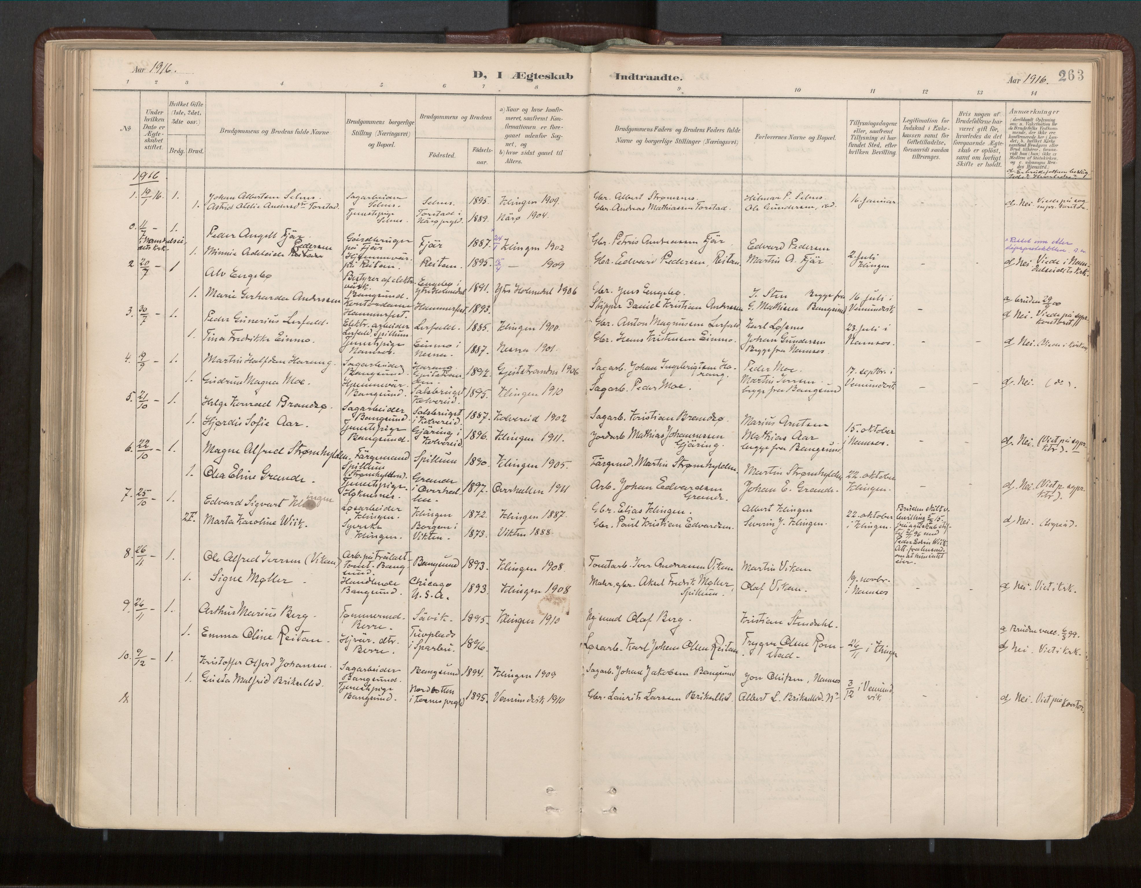 Ministerialprotokoller, klokkerbøker og fødselsregistre - Nord-Trøndelag, AV/SAT-A-1458/770/L0589: Parish register (official) no. 770A03, 1887-1929, p. 263