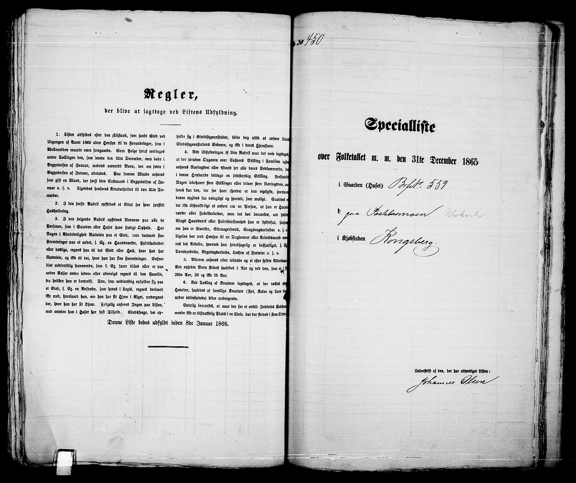 RA, 1865 census for Kongsberg/Kongsberg, 1865, p. 911