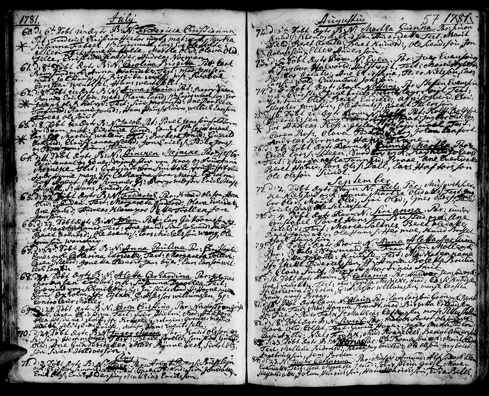 Ministerialprotokoller, klokkerbøker og fødselsregistre - Sør-Trøndelag, SAT/A-1456/601/L0039: Parish register (official) no. 601A07, 1770-1819, p. 57