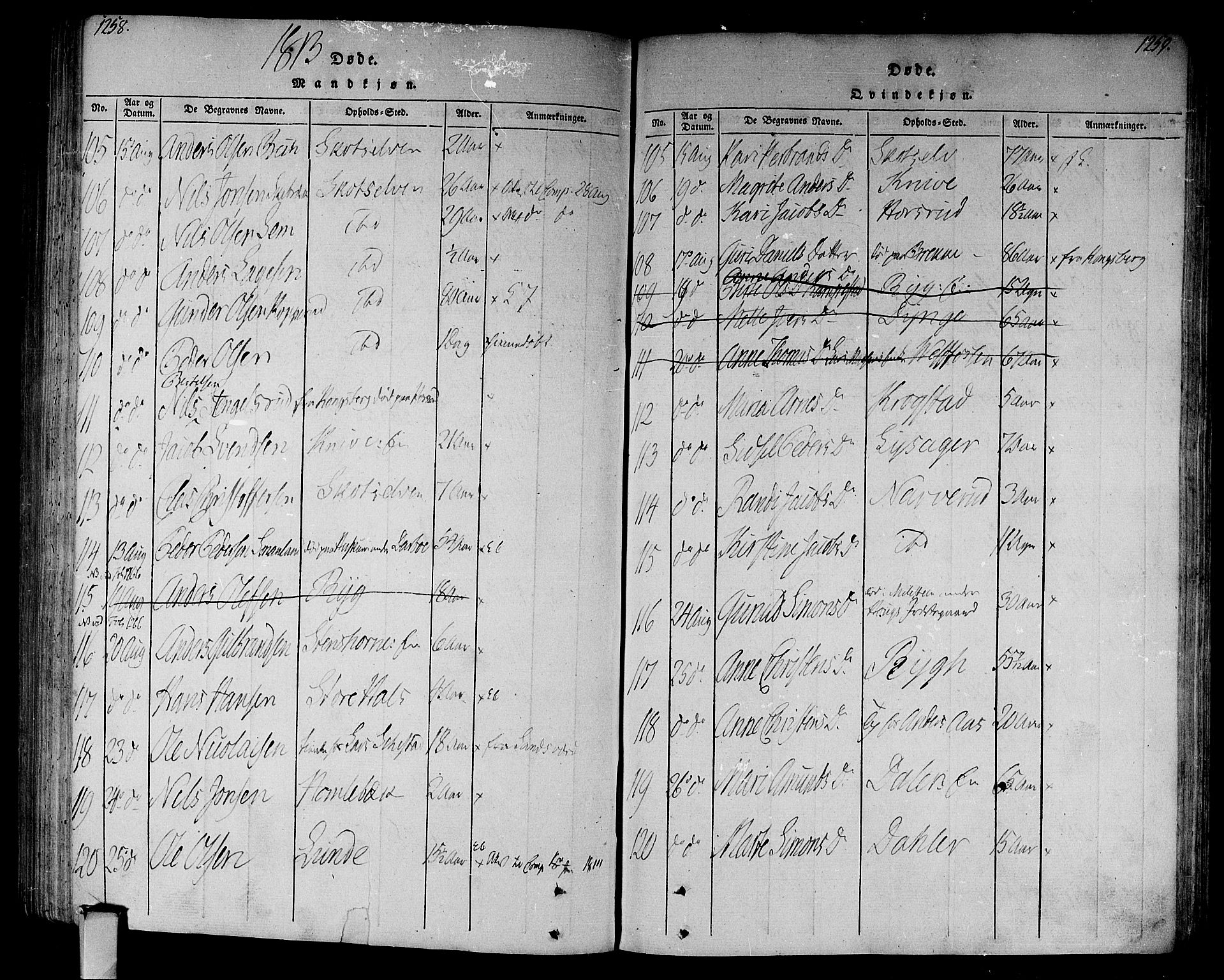 Eiker kirkebøker, AV/SAKO-A-4/F/Fa/L0010: Parish register (official) no. I 10, 1806-1815, p. 1258-1259