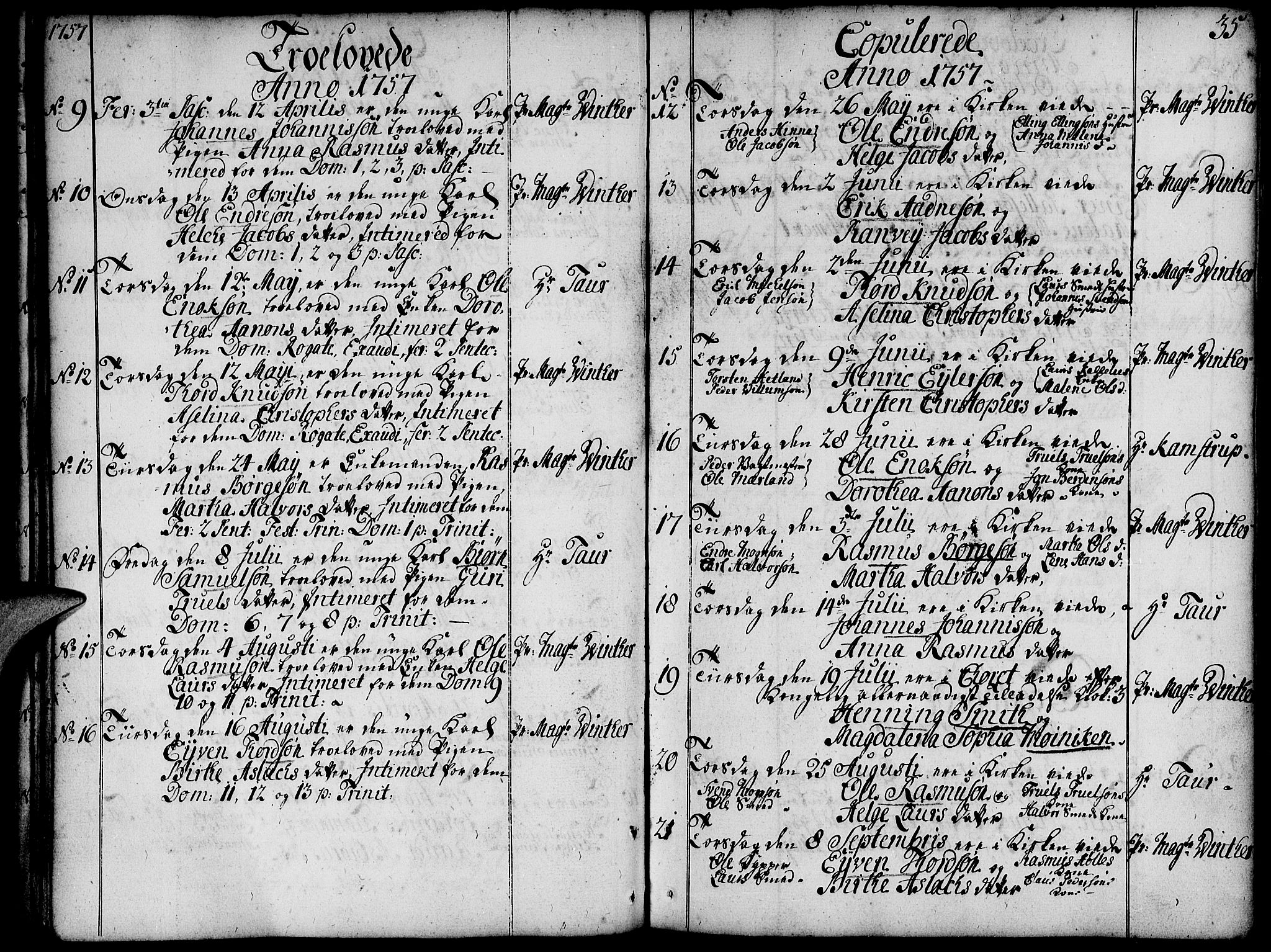 Domkirken sokneprestkontor, SAST/A-101812/001/30/30BA/L0004: Parish register (official) no. A 4, 1744-1782, p. 35