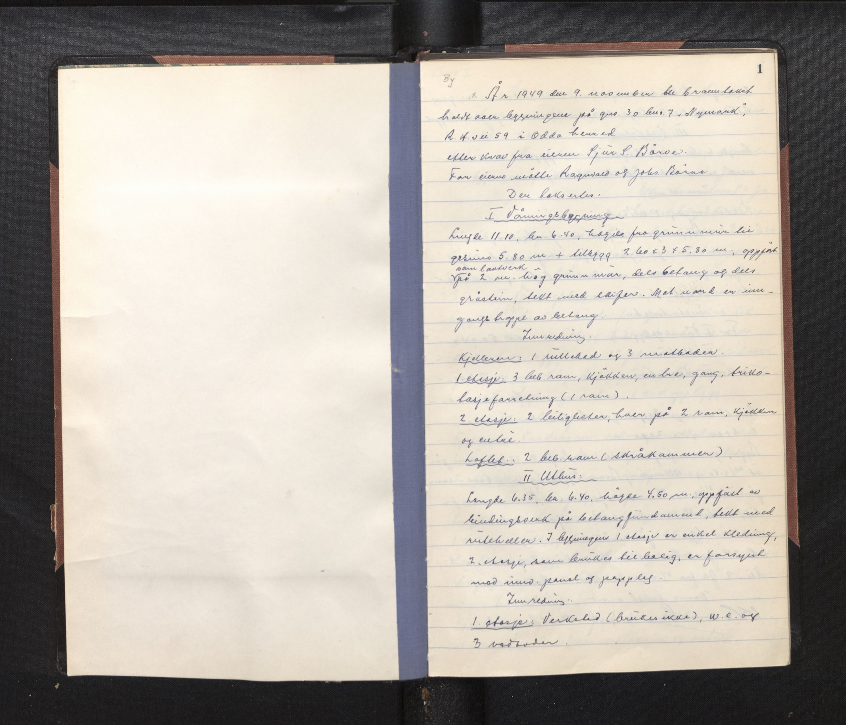 Lensmannen i Odda, AV/SAB-A-34001/0012/L0002: Branntakstprotokoll, 1949-1955, p. 1