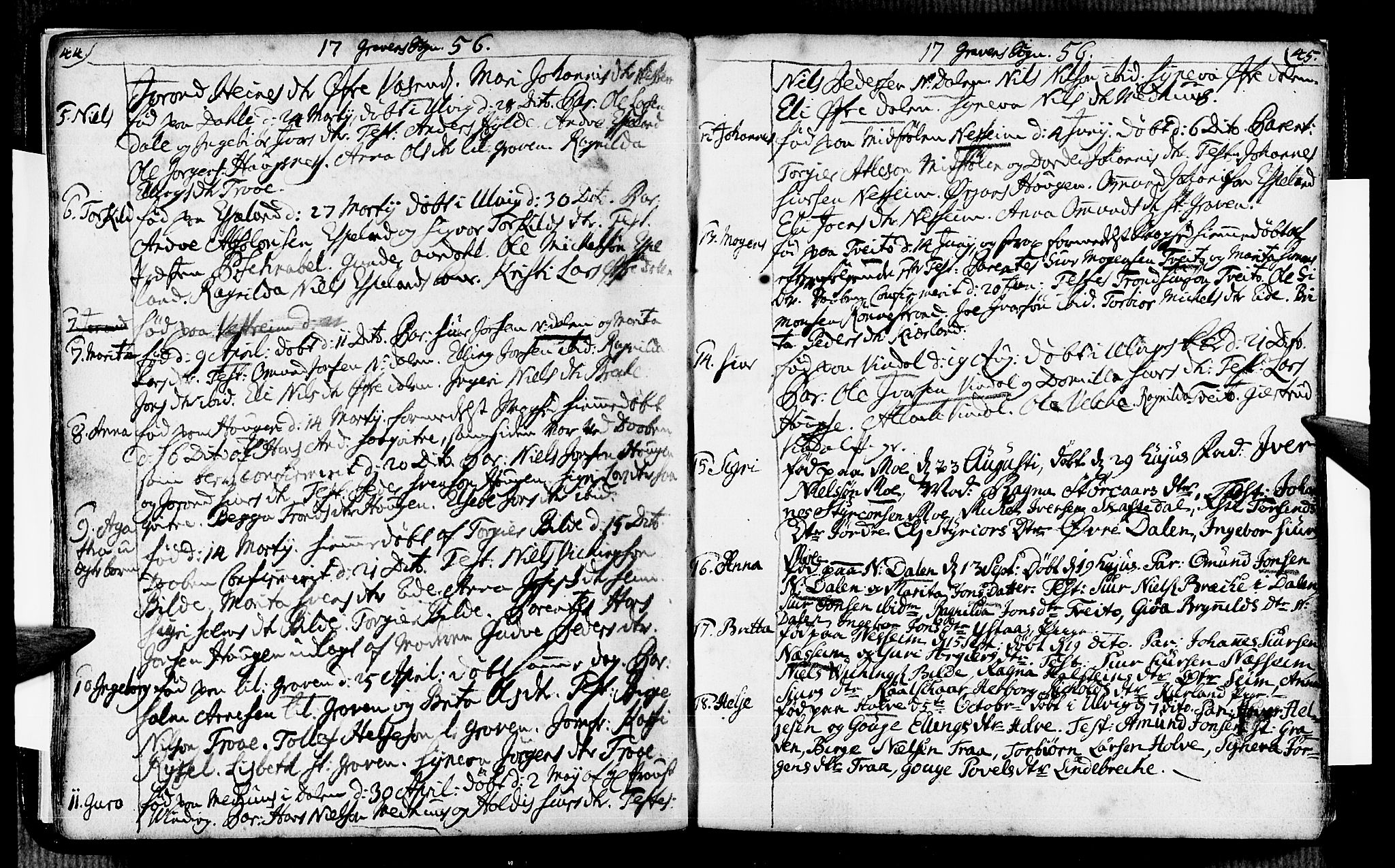 Ulvik sokneprestembete, SAB/A-78801/H/Haa: Parish register (official) no. A 6, 1743-1761, p. 44-45