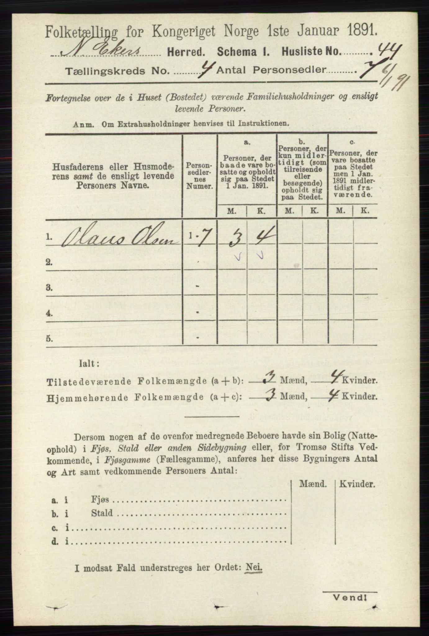 RA, 1891 census for 0625 Nedre Eiker, 1891, p. 1927